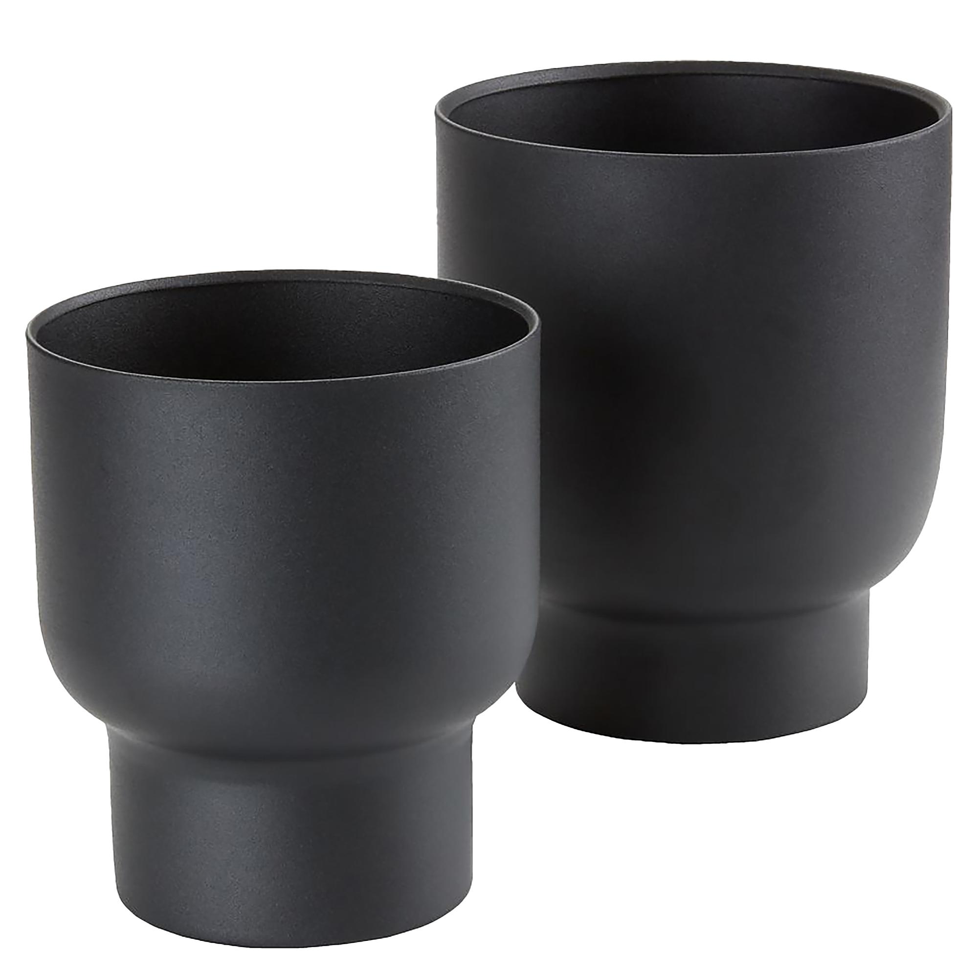 Pflanztopf-Set Fulda 2-teilig Schwarz Stahl 1
