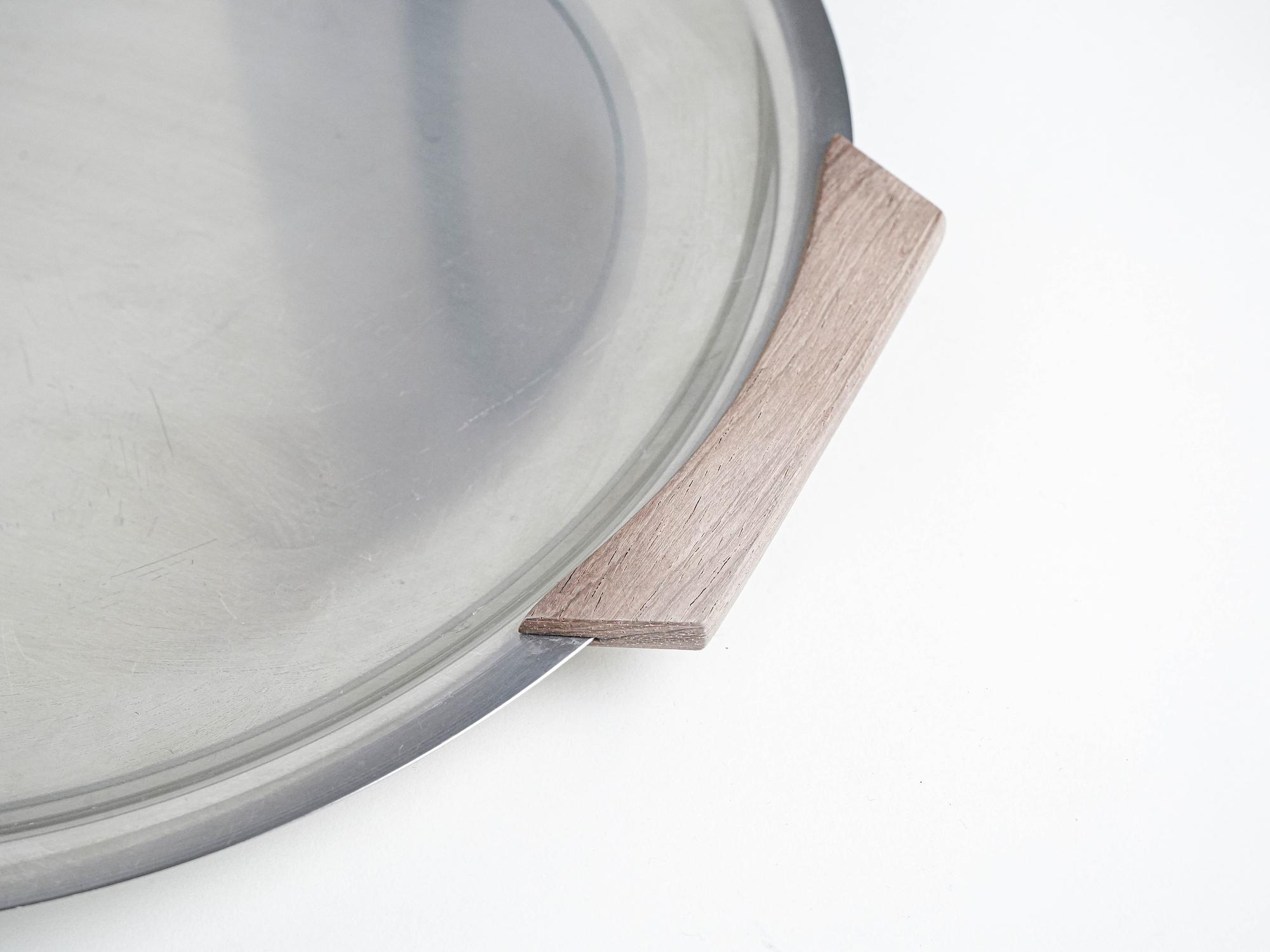 Rundes Edelstahl-Tablett 1970er Jahre 7