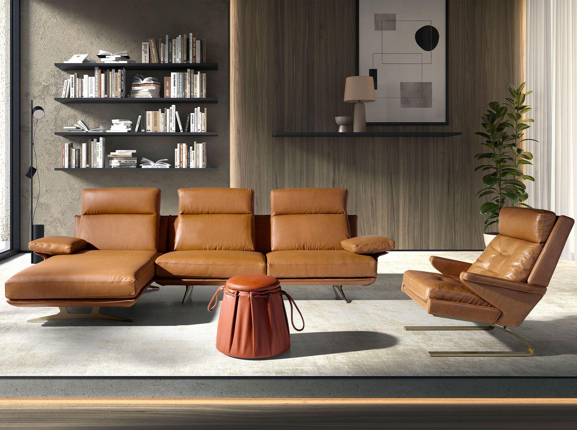 Sofa Récamiere Links Leder Terrakotta 3