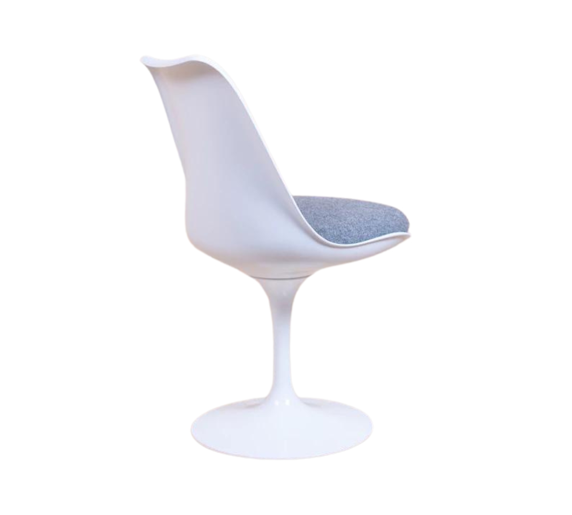 Knoll Tulip Chair Weiß mit grauem Sitzpolster 5
