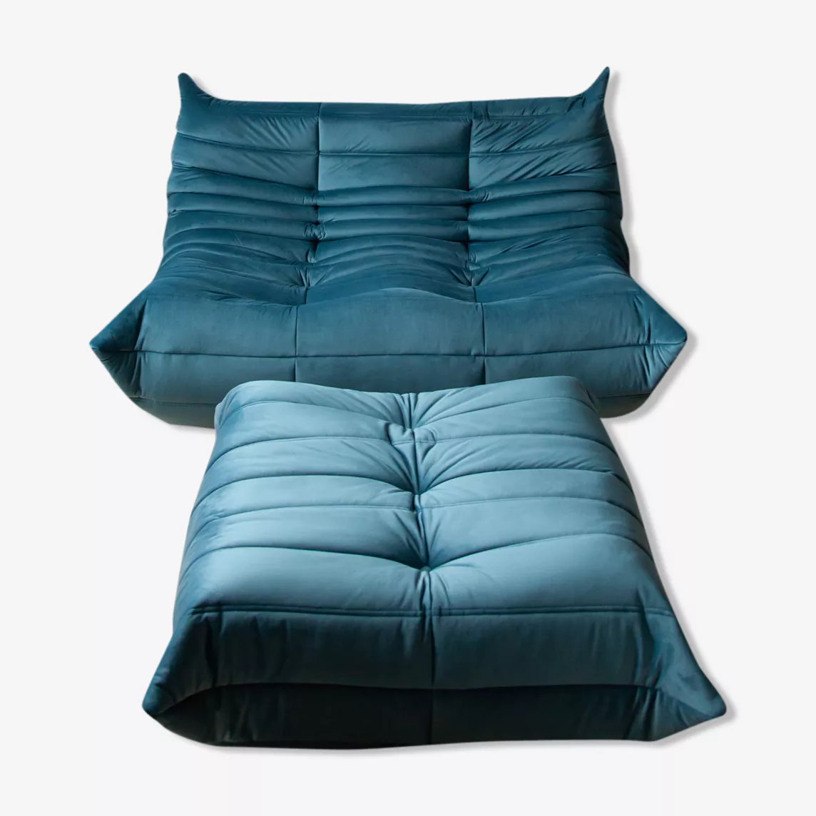 Togo Lounge Set 2 pezzi velluto blu mare 0