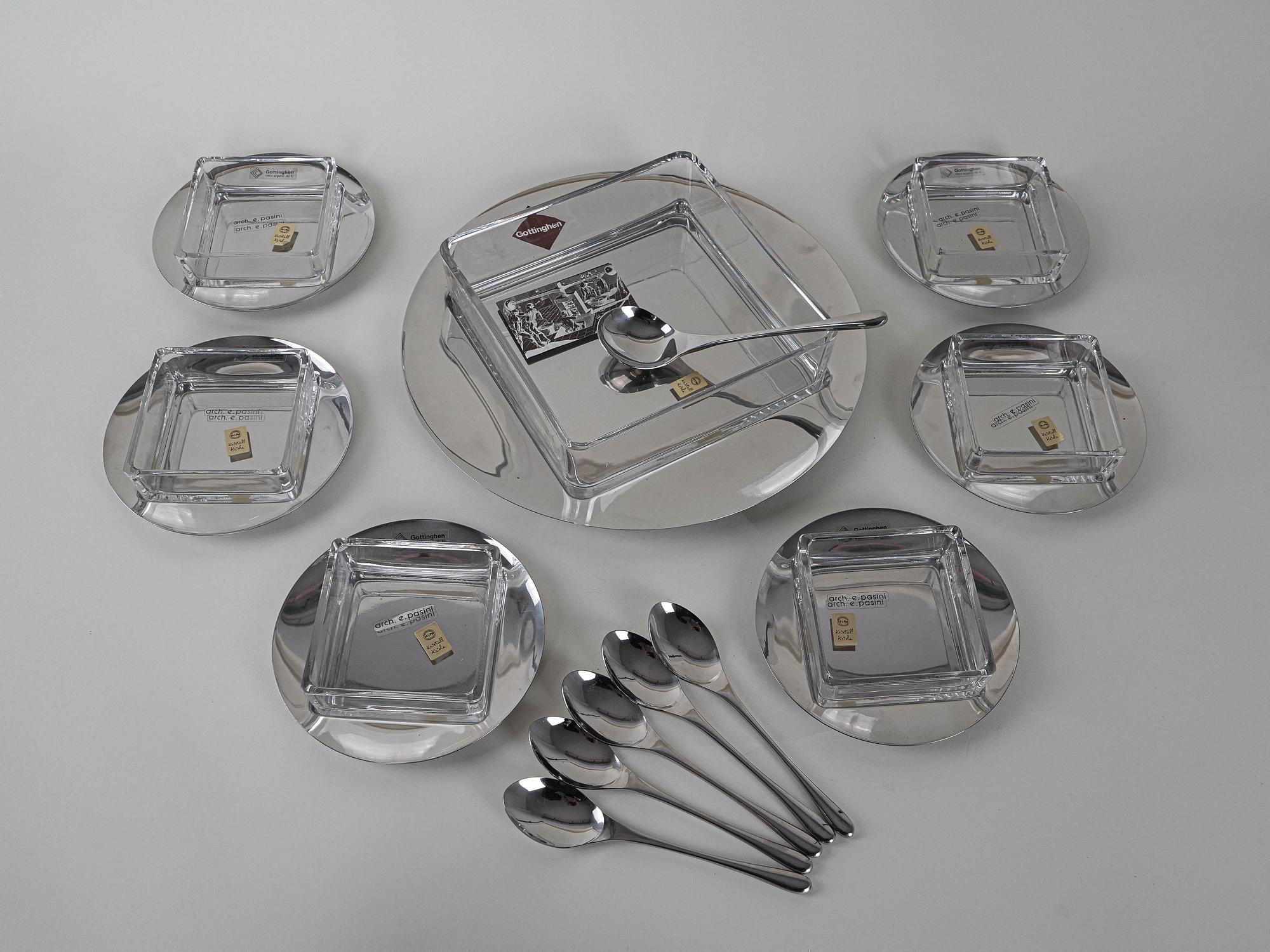 Dessert-Set Edelstahl Silber 1970er Jahre 4