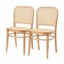 2x Esszimmerstuhl Buchenholz Rattan Webstoff 1