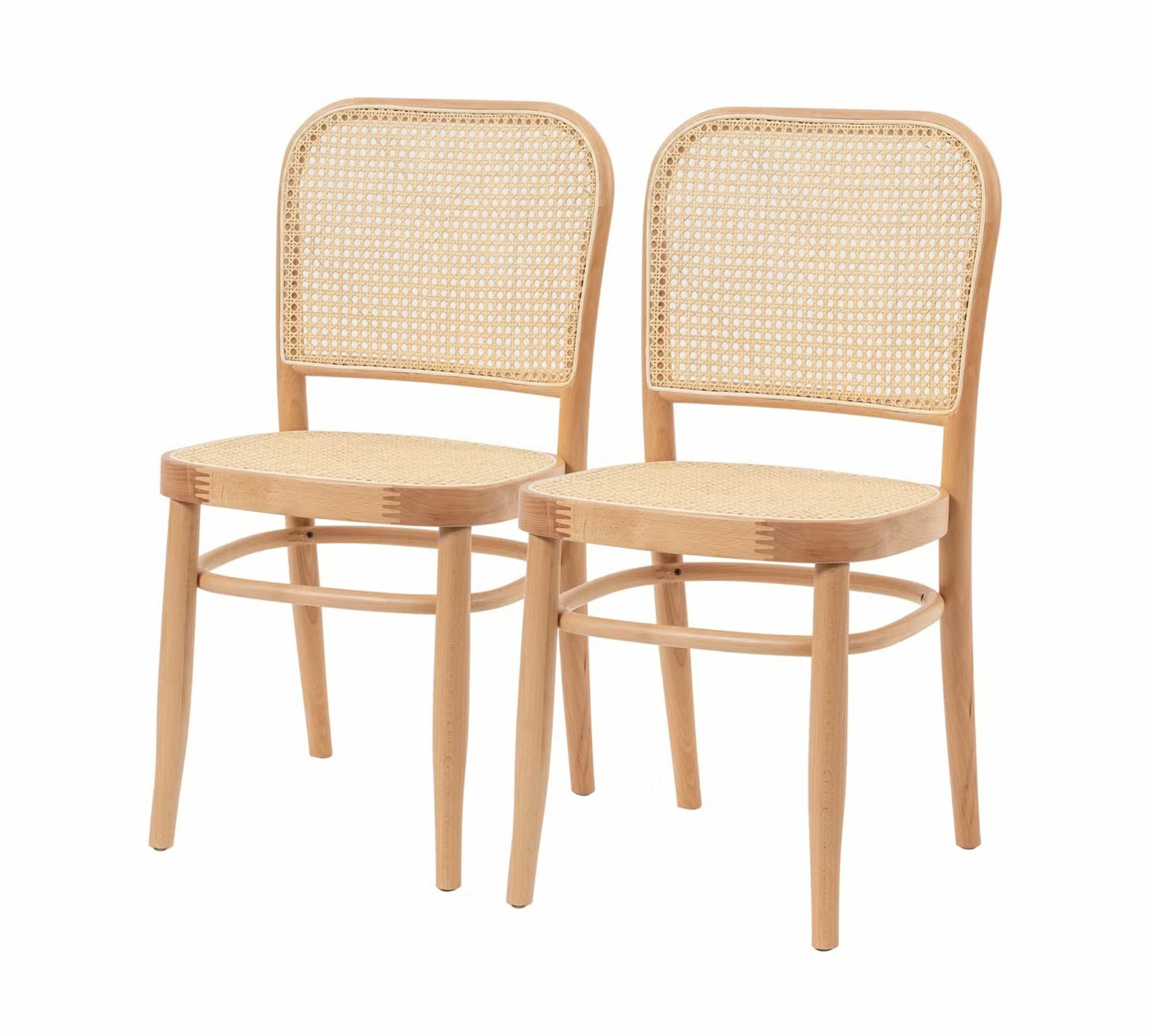 2x Esszimmerstuhl Buchenholz Rattan Webstoff 1