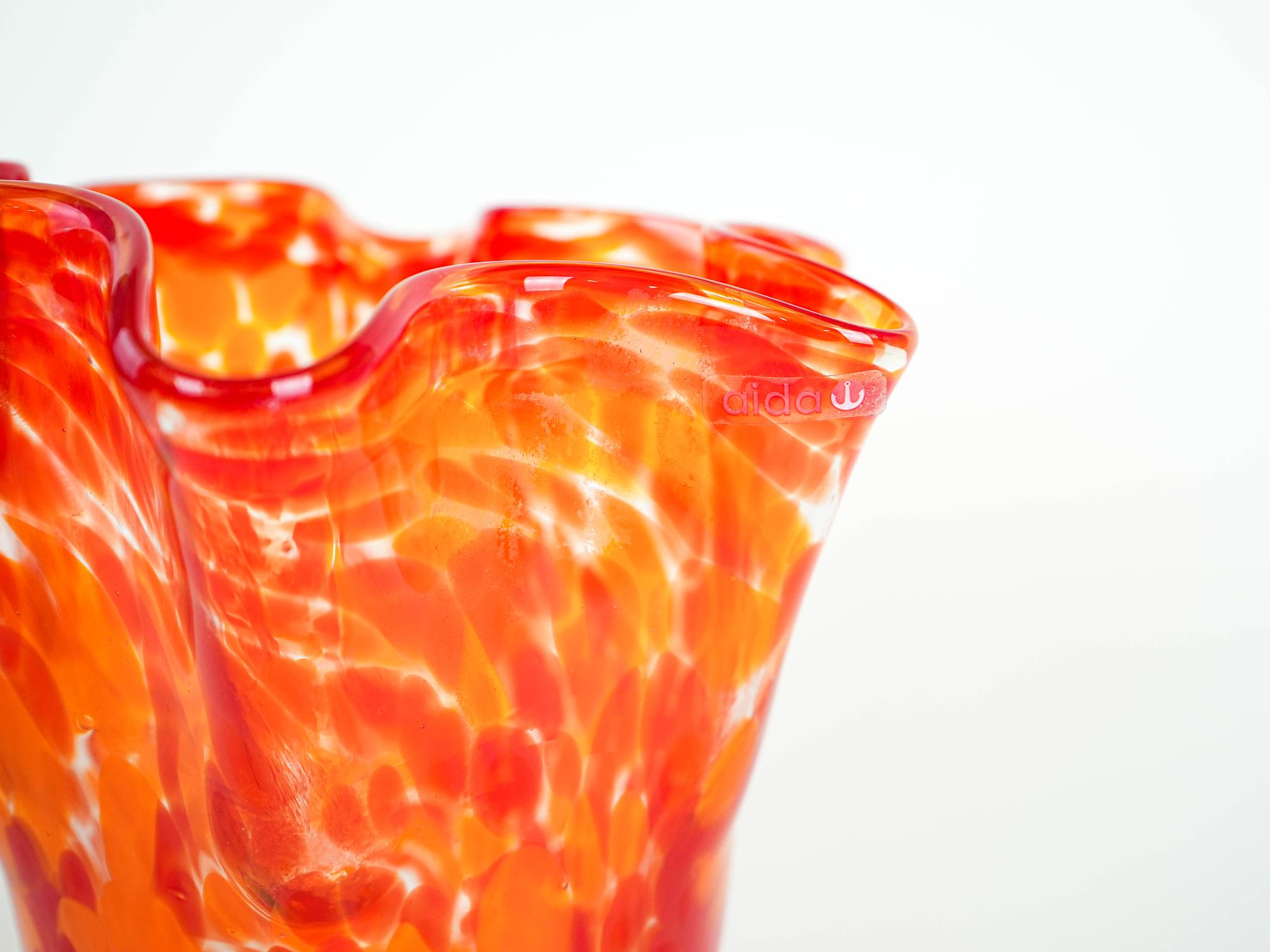 Glass vase 1970s Orange 4