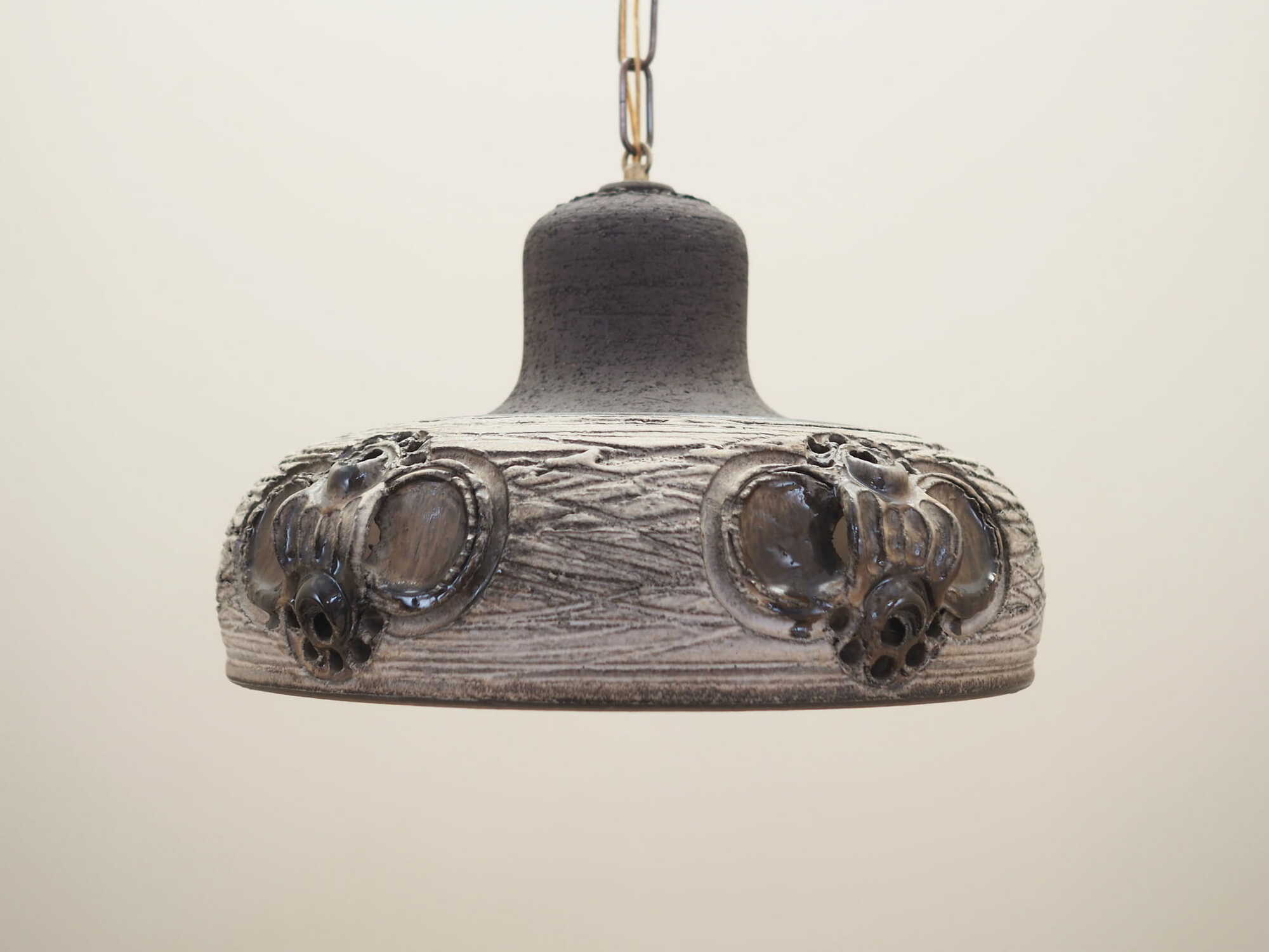 Vintage Pendant Lamp Ceramic Grey 1960s 2