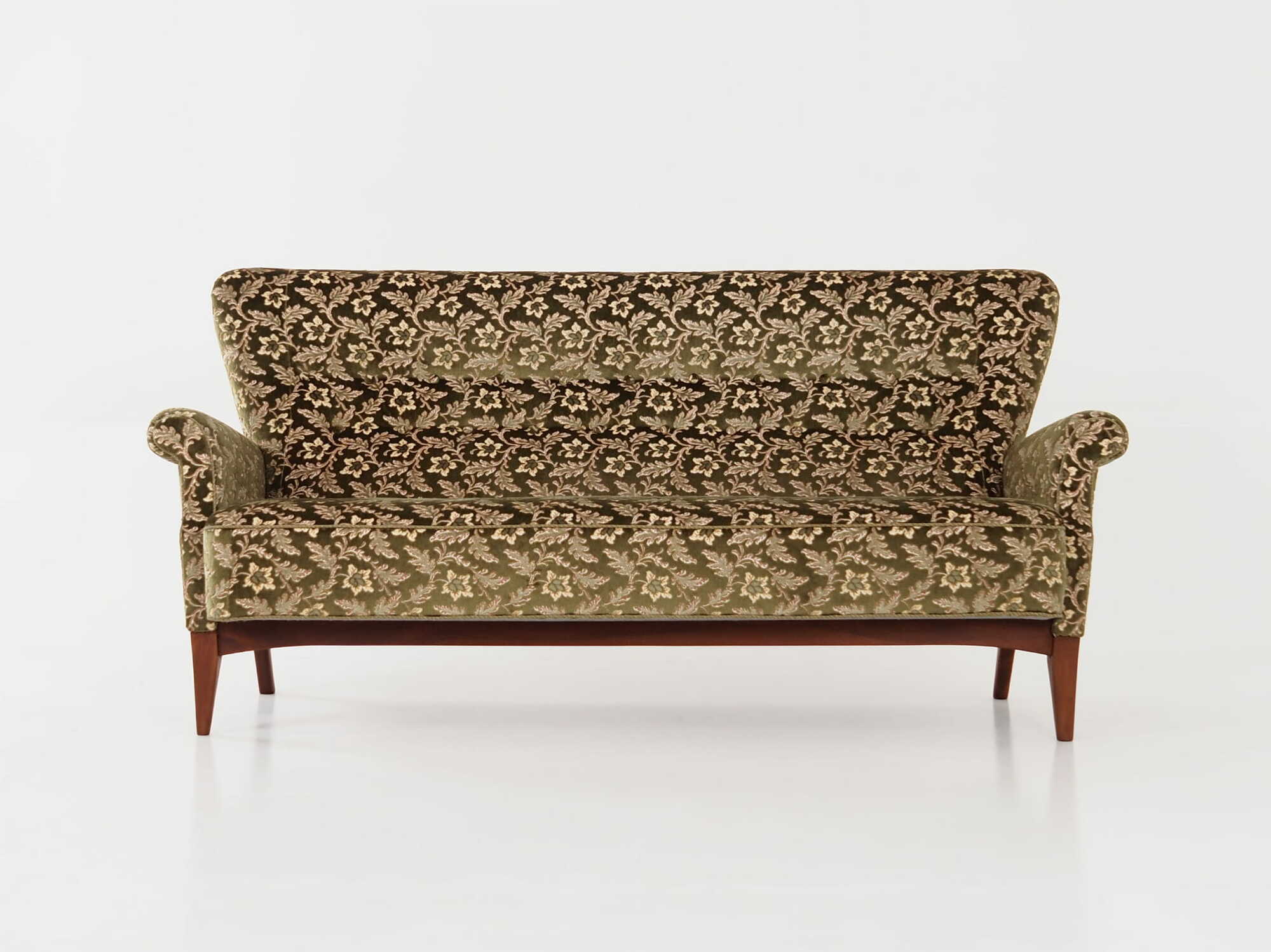 Vintage Sofa Beech wood Textile Green 1960s 1