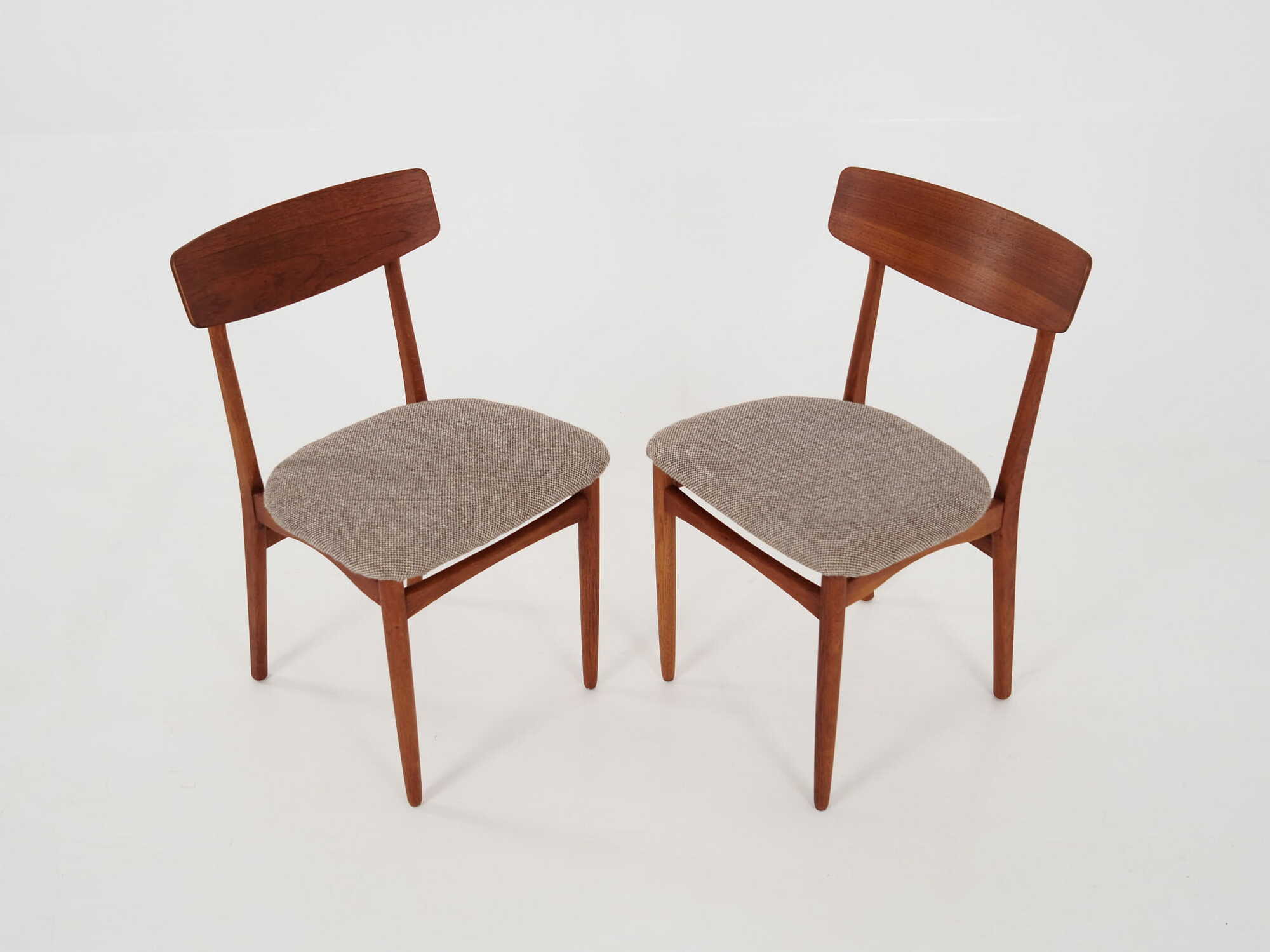 2x Vintage Stuhl Teakholz Textil Braun 1970er Jahre 2