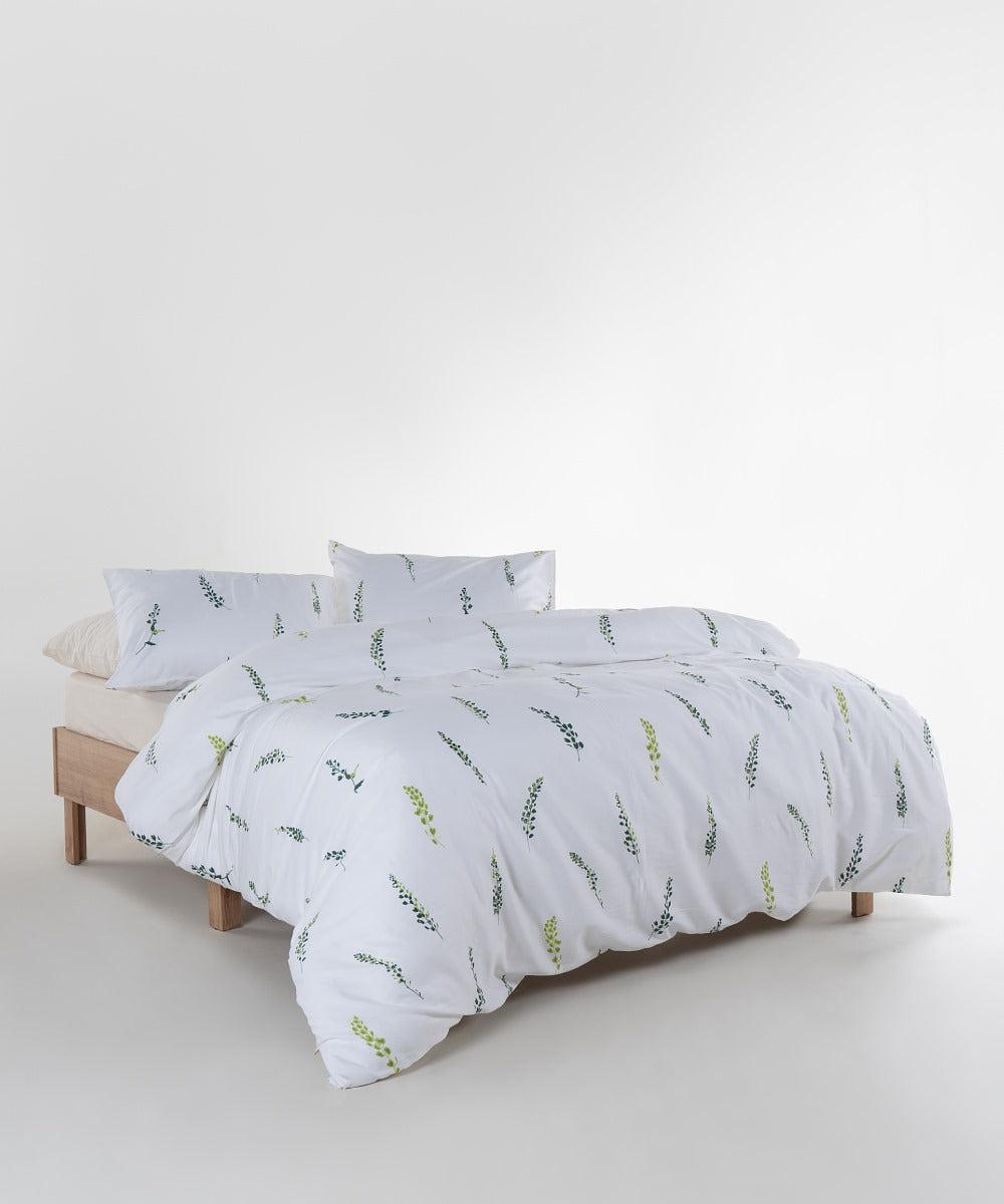 Set di biancheria da letto 2 pezzi 100% raso di cotone bianco 140x200cm 2