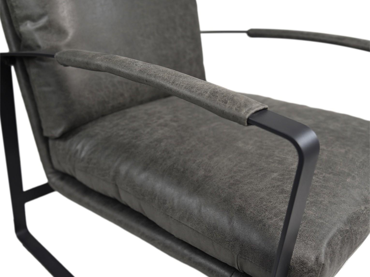 Miami Sessel Leder Metall Schwarz 1