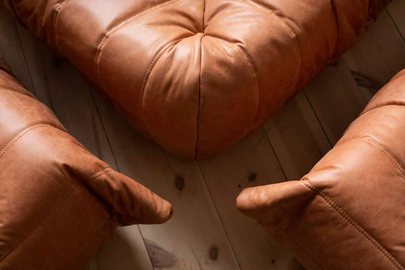 Togo Lounge Set 5-piece Pull-Up Leather Peach Brown 7