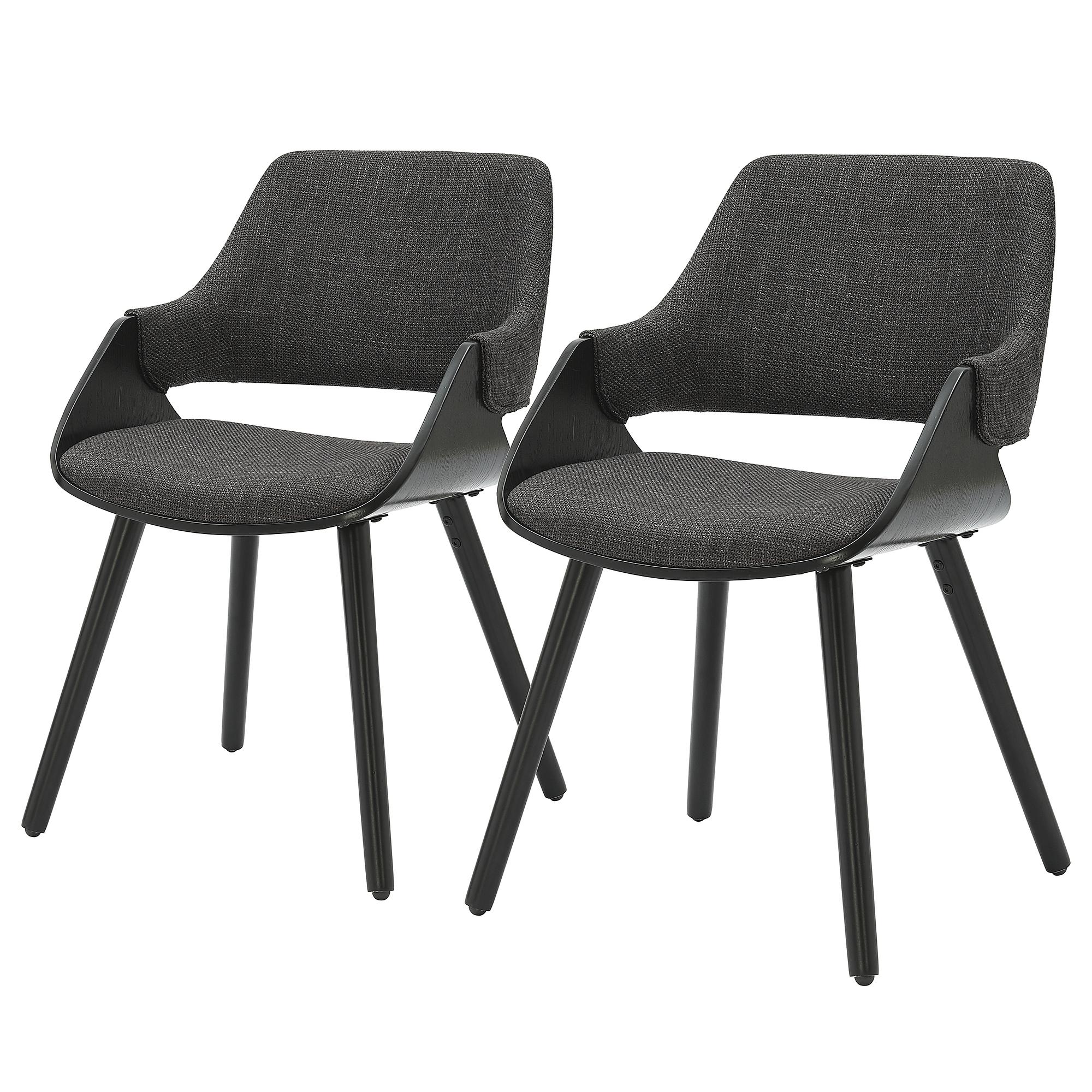 RIFFLES Armchair Set of 2 Anthracite Black 0