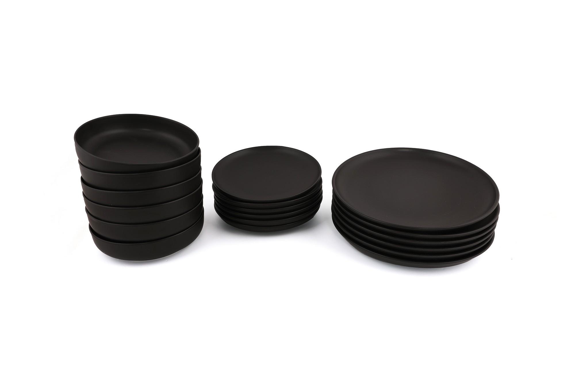 Dinnerware set 18-pc. Porcelain Matte Black 6