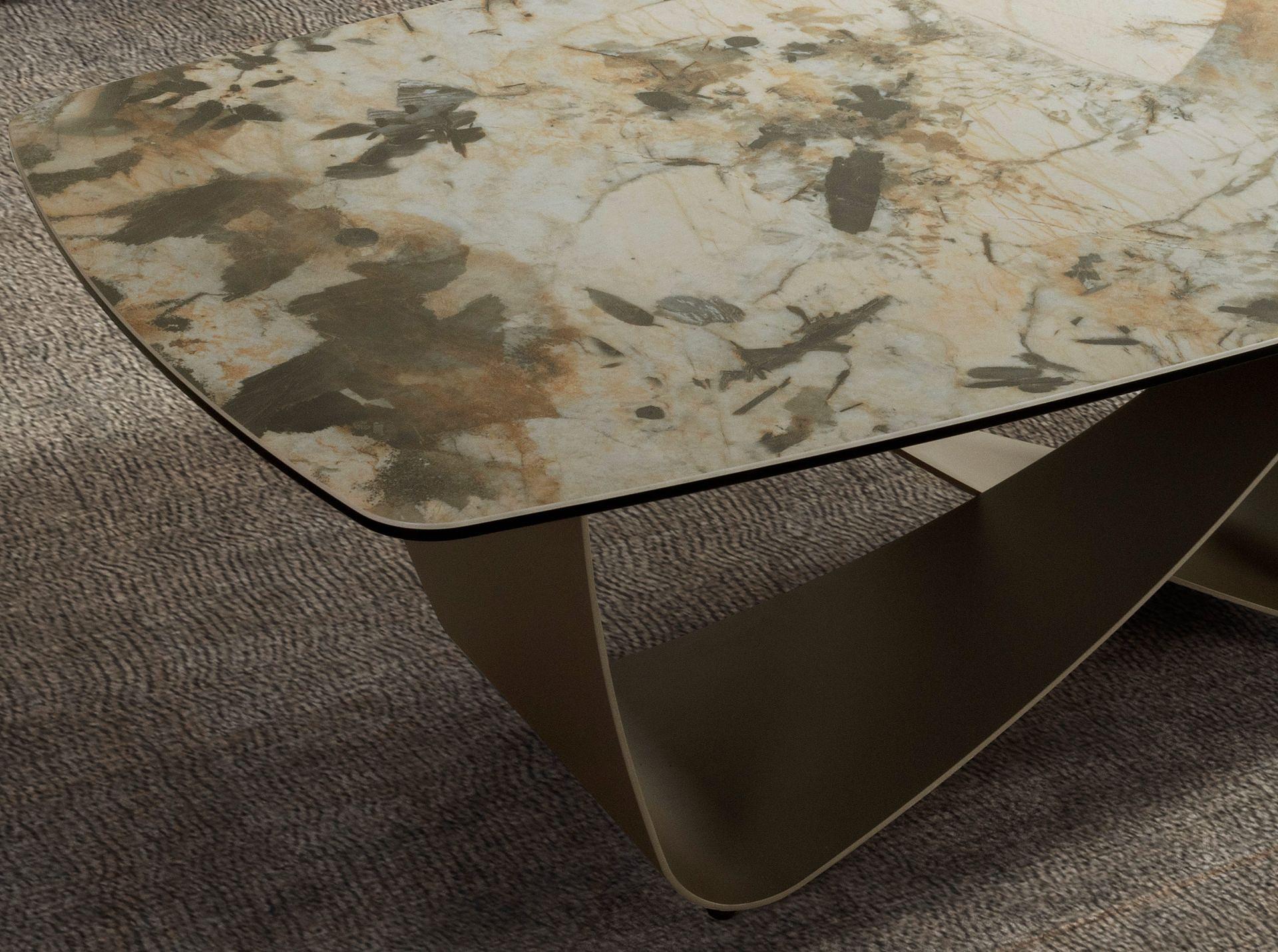 Oval coffee table marble steel 4