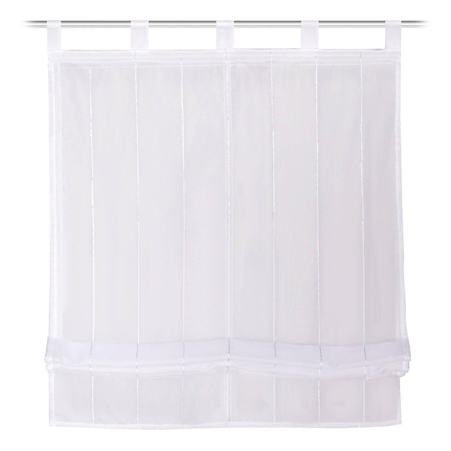 Schlaufenrollo Ellora Webstoff Weiß 120 x 140 cm 1