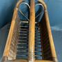 Vintage Zeitungsständer Rattan Braun 1