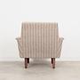 Vintage Stuhl Teakholz Textil Grau 1970er Jahre  11
