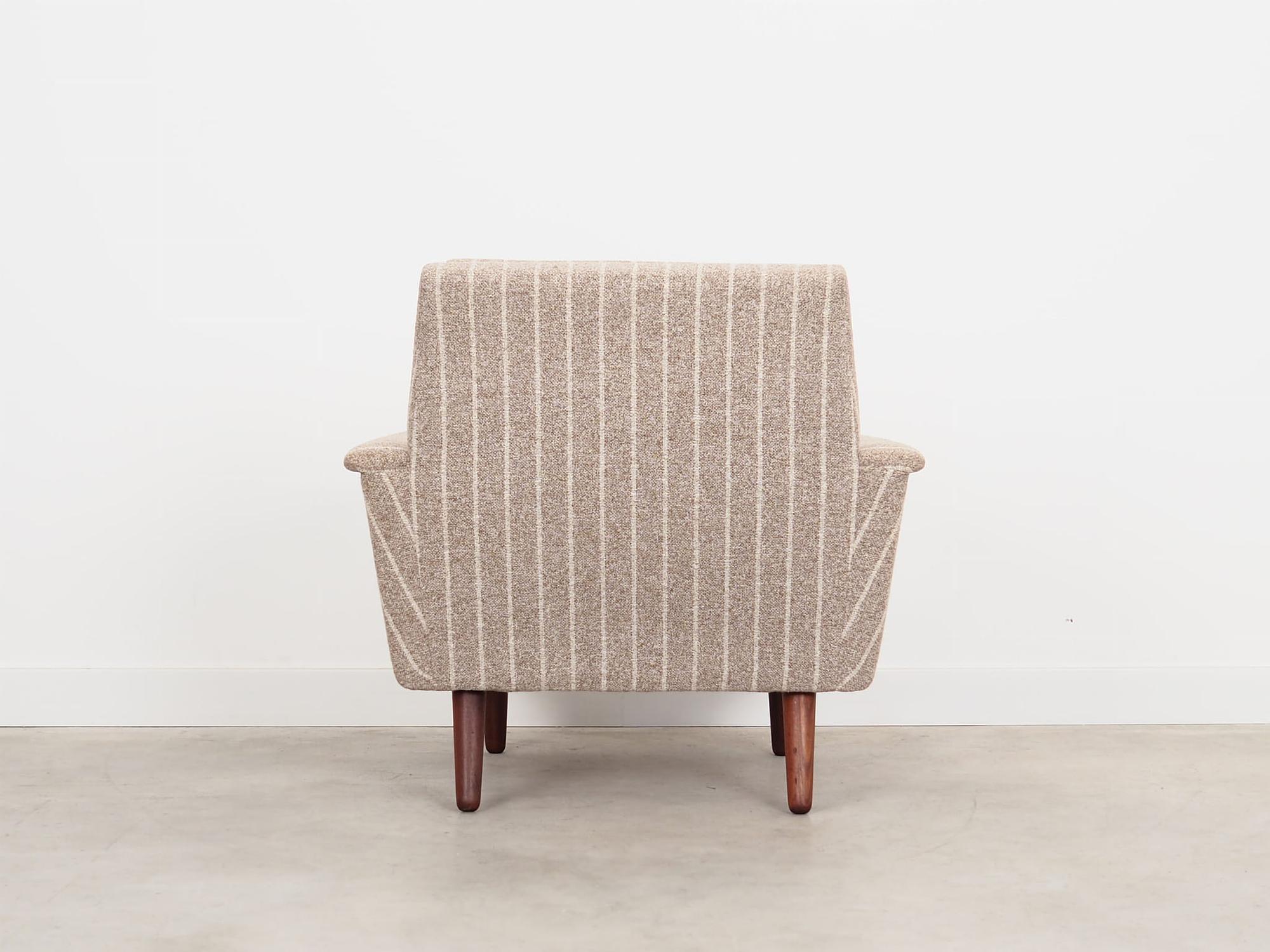 Vintage Stuhl Teakholz Textil Grau 1970er Jahre  11