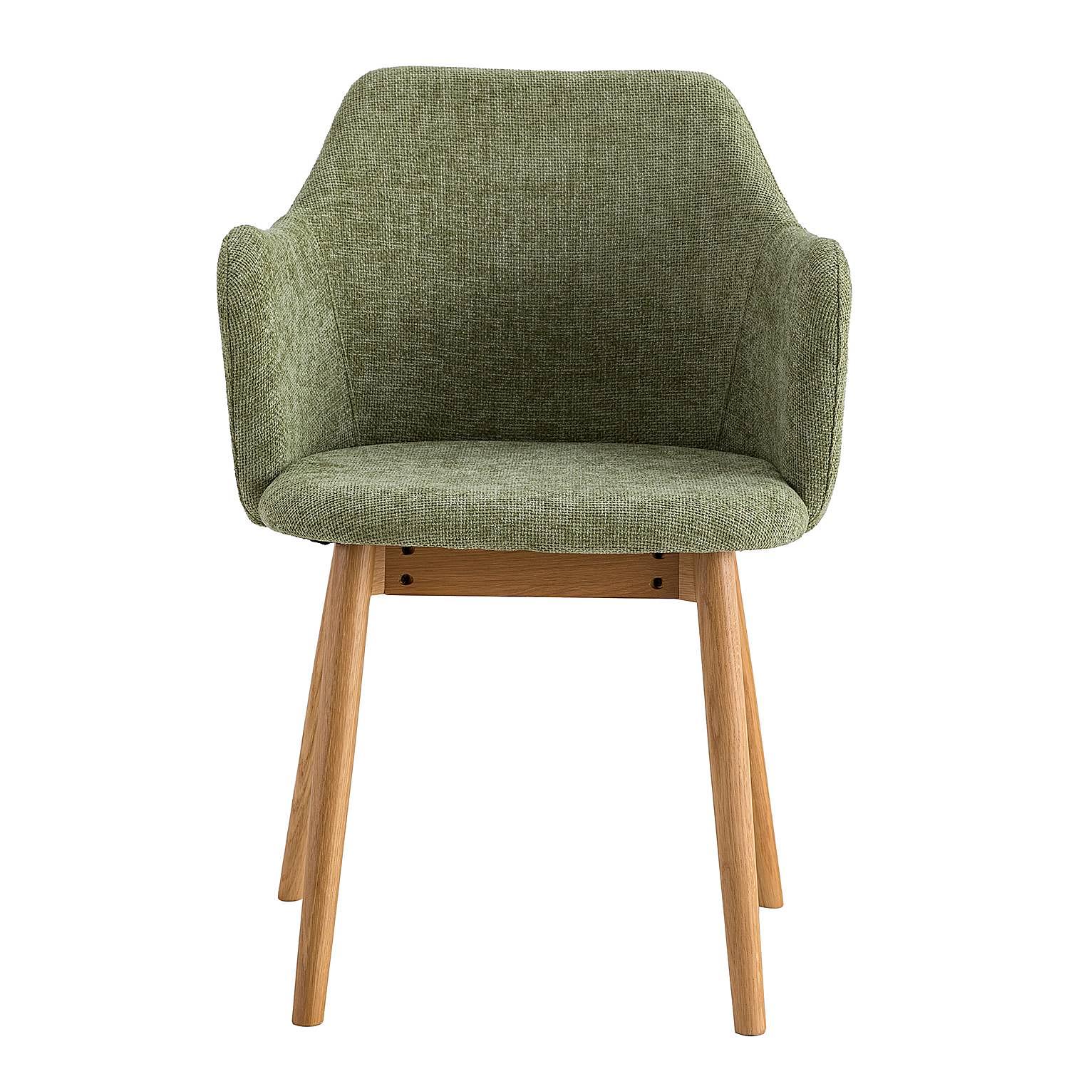 2x Armlehnenstuhl SKAUO Strukturstoff Cella Olivgrün 1