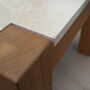 Vintage side table oak wood stone brown 1970s 9