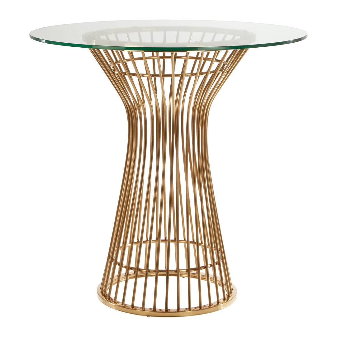 Vogue Round Dining Table Metal Glass Gold 0