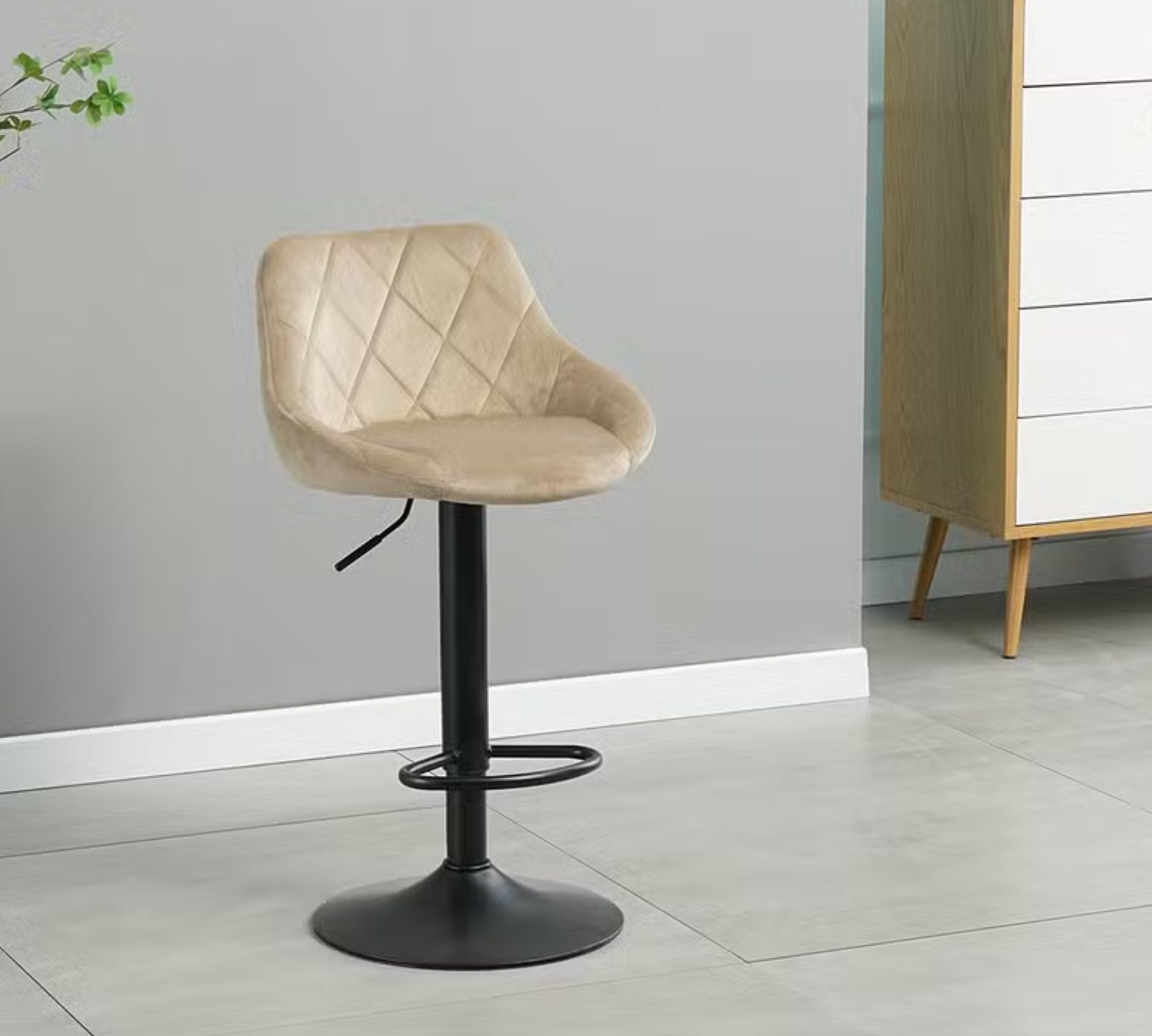 2x Bar stool Velvet Beige 1