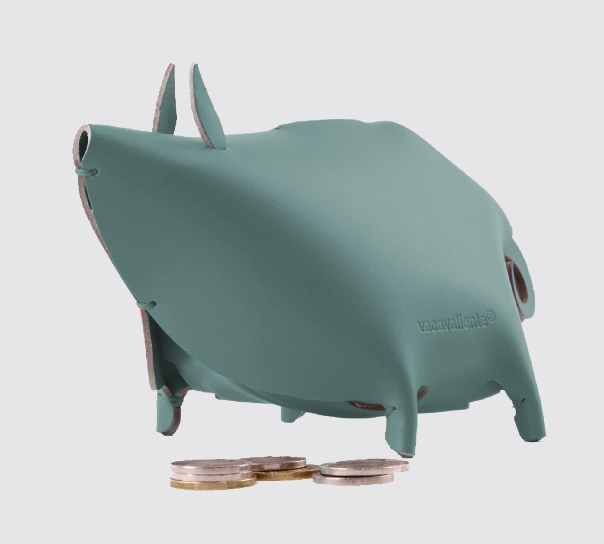 Sparschwein aus Recyceltem Leder aus Spanien Eukalyptus 1