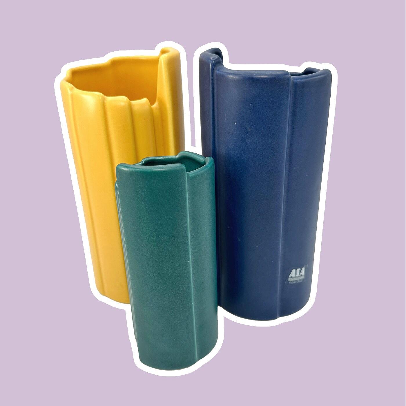 3x Blumenvase Postmodern Keramik 1990er Jahre 0