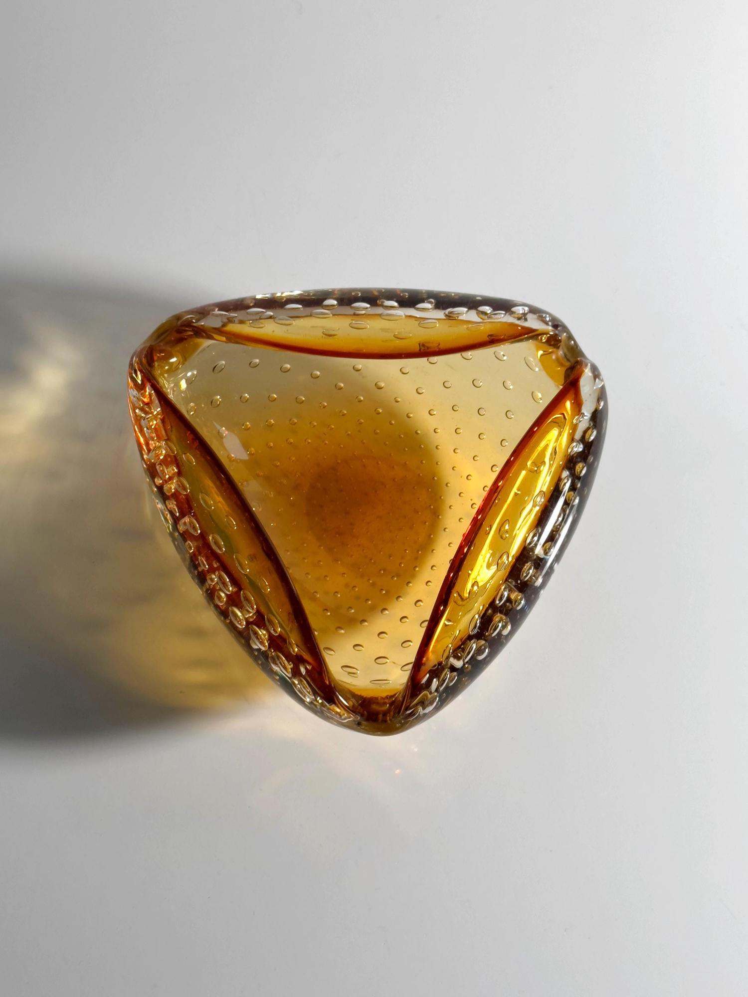 Vintage Schale Muranoglas Bernstein-Orange 70er Jahre 1