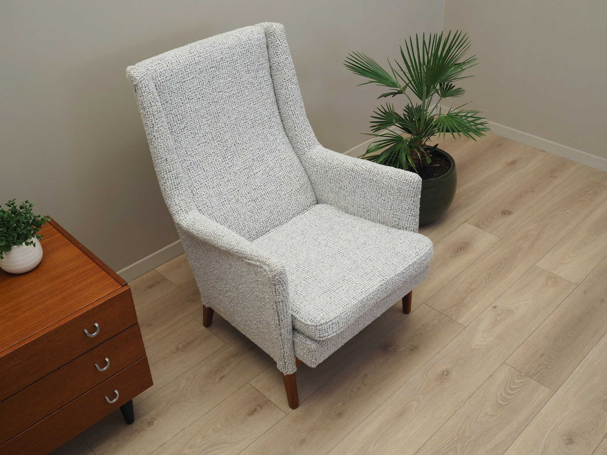 Vintage Armchair Wood Textile Grey 1960s 3