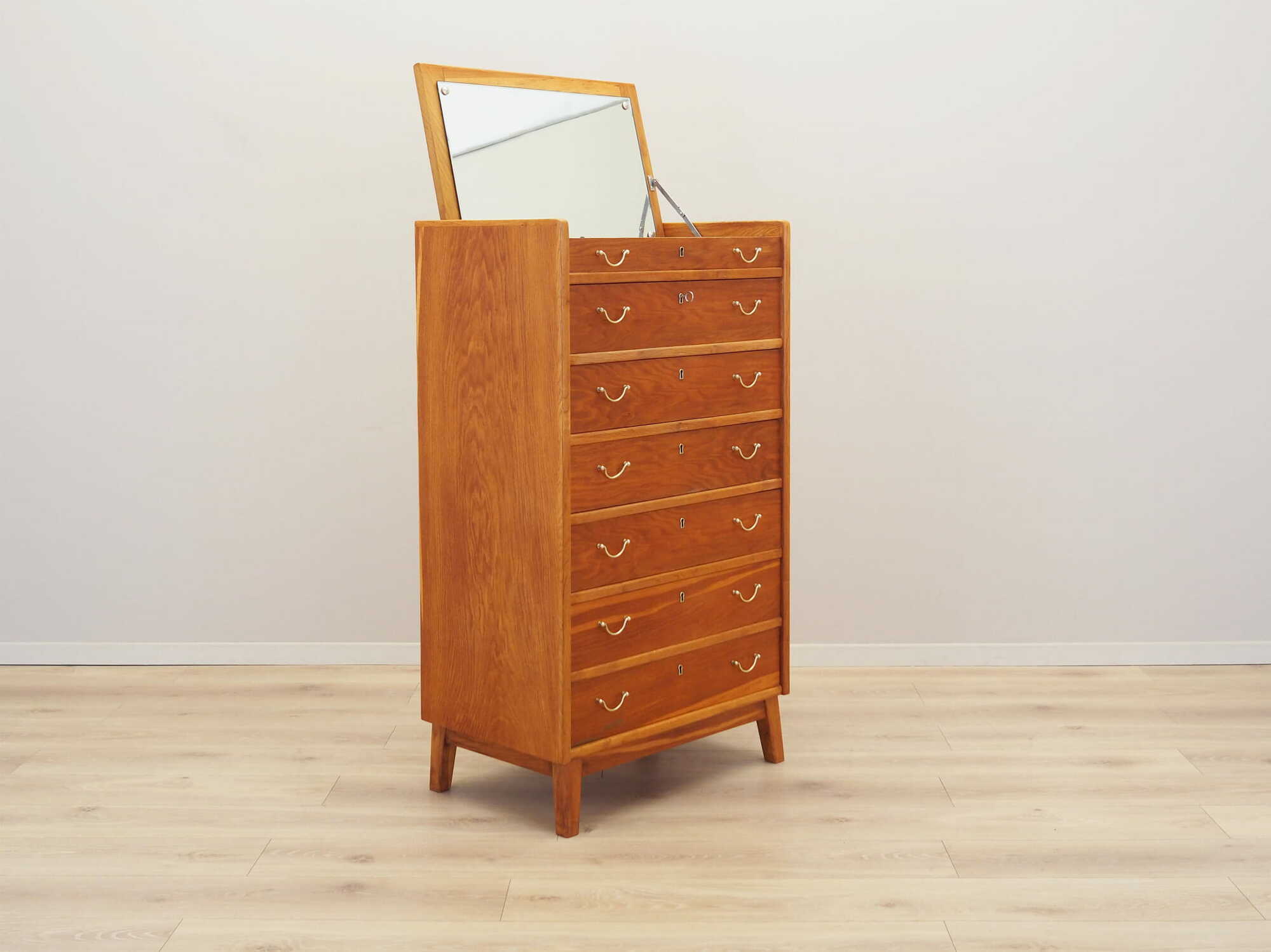 Vintage Kommode mit Spiegel Holz Braun 1960er Jahre 5