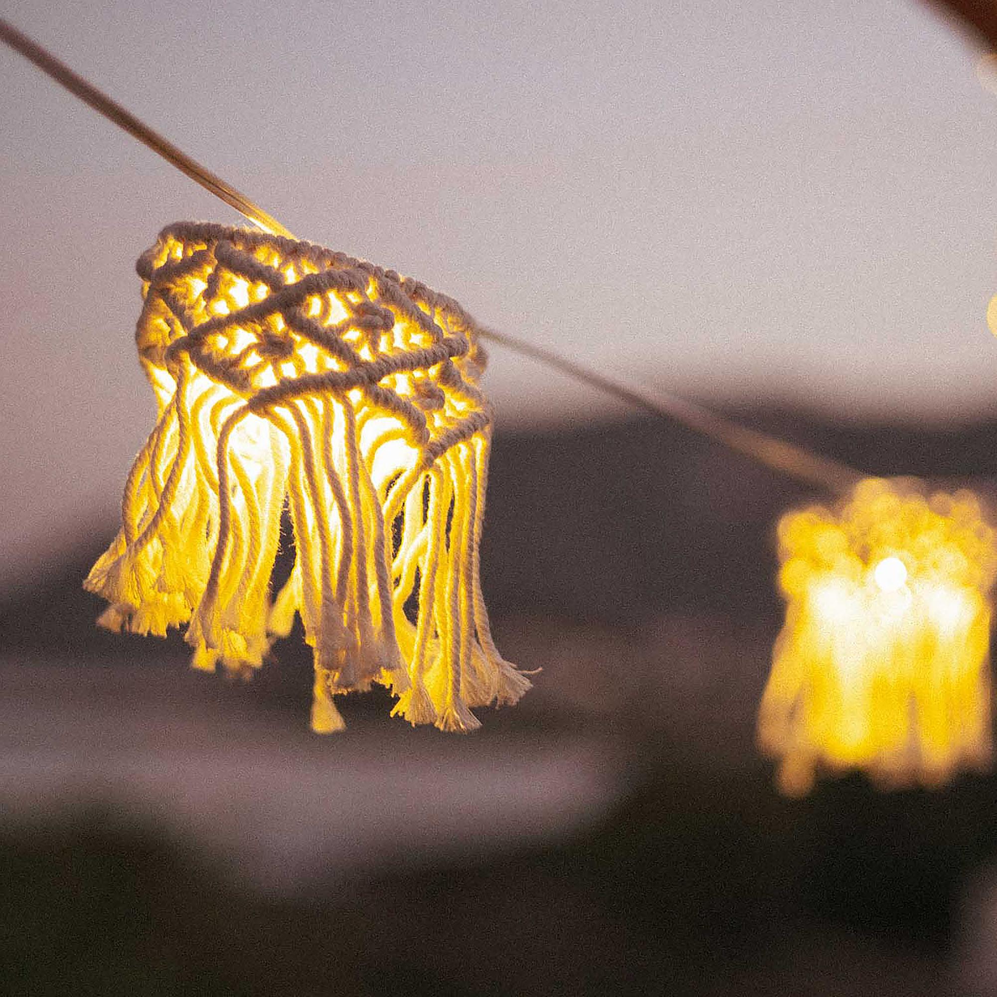 Mykonos Solar-Lichterkette Wolle Weiß 1