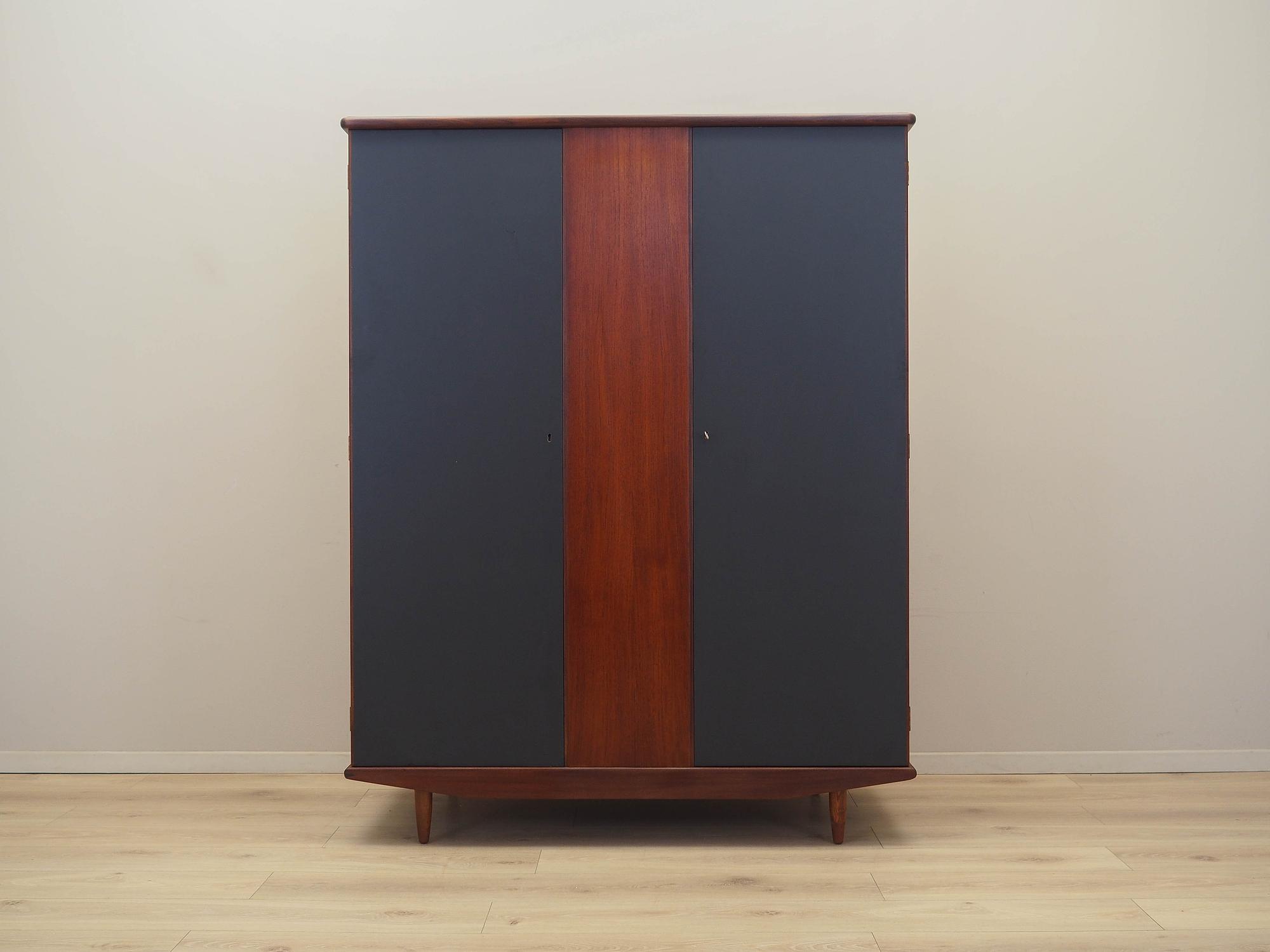 Teak Kleiderschrank 1960er Jahre Grau Braun 1