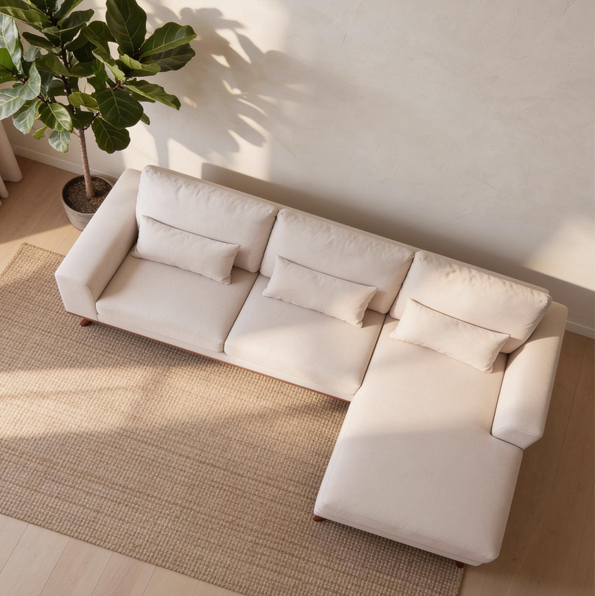 Ecksofa Japandi 3-Sitzer Rechts Beige 2