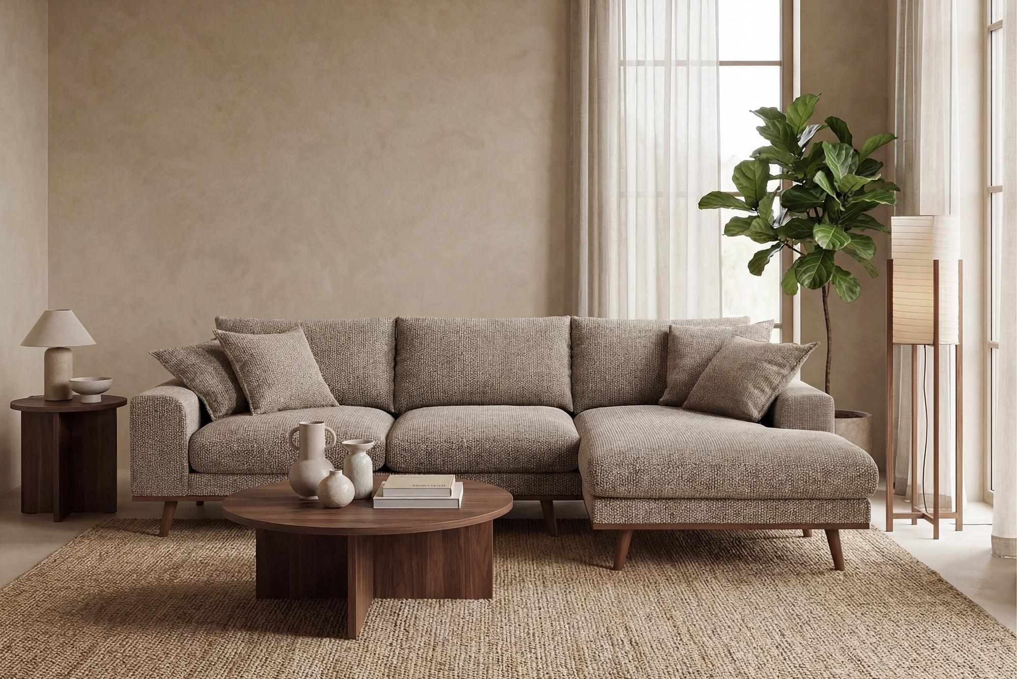 Corner Sofa Harper 3-Seater Right Light Brown 10