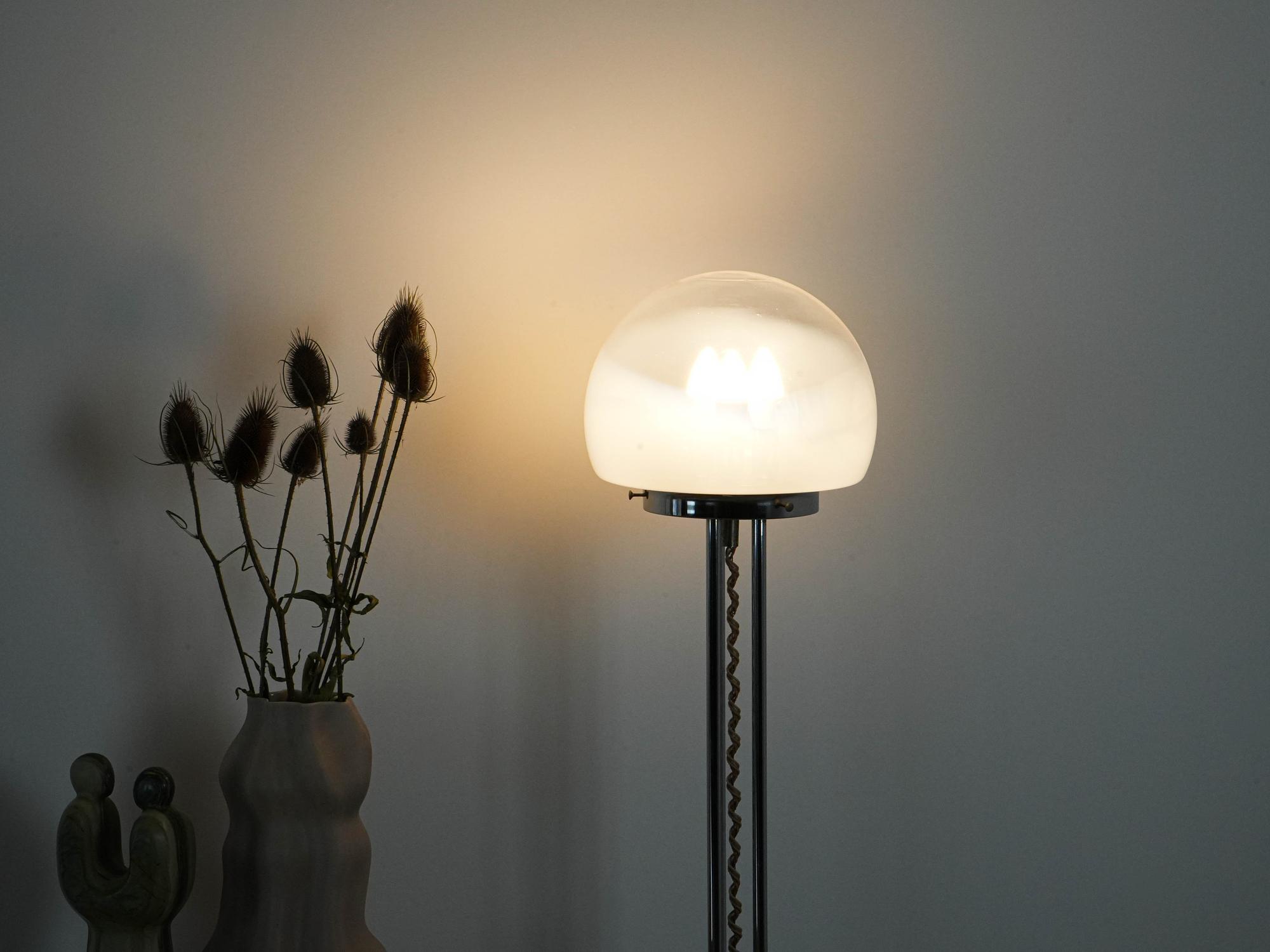 Stehlampe Metall Glas 1970er Jahre 8