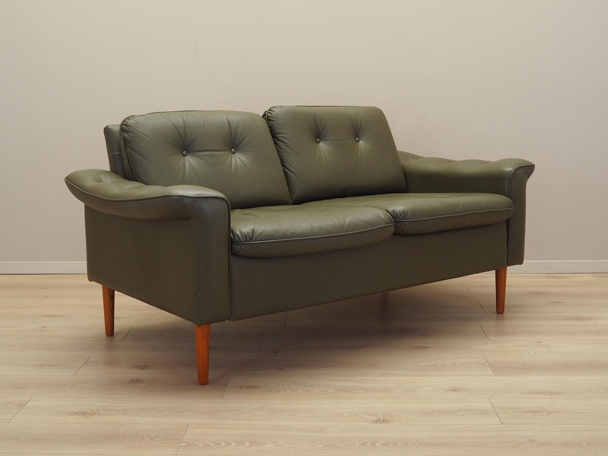Sofa Leder Grün 1970er Jahre 1