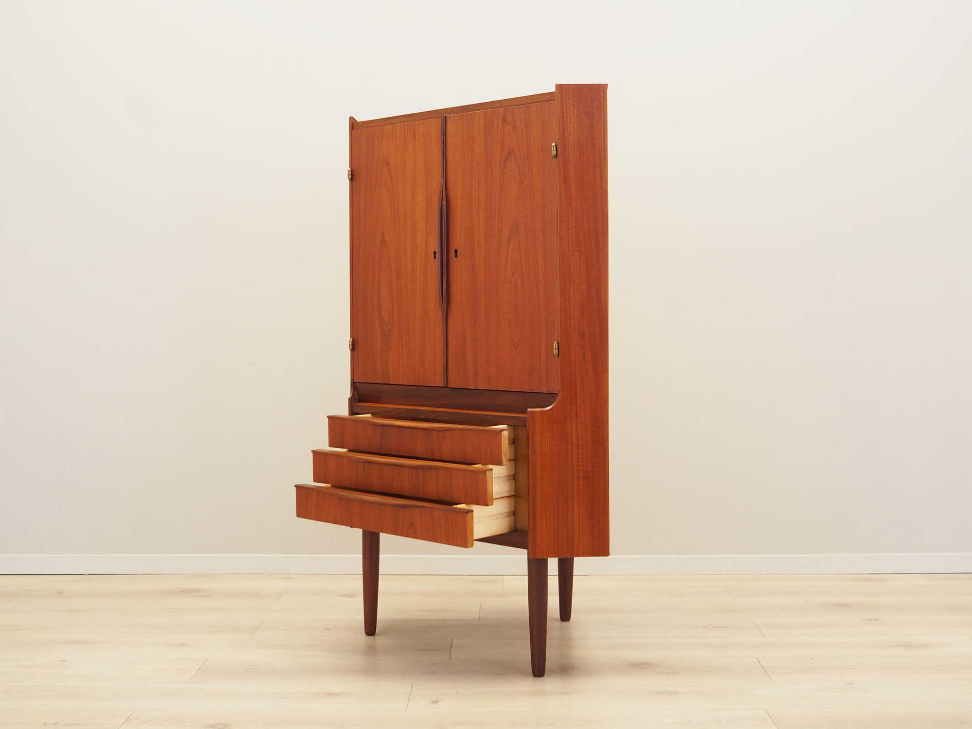 Vintage corner cabinet teak brown 1970s 4