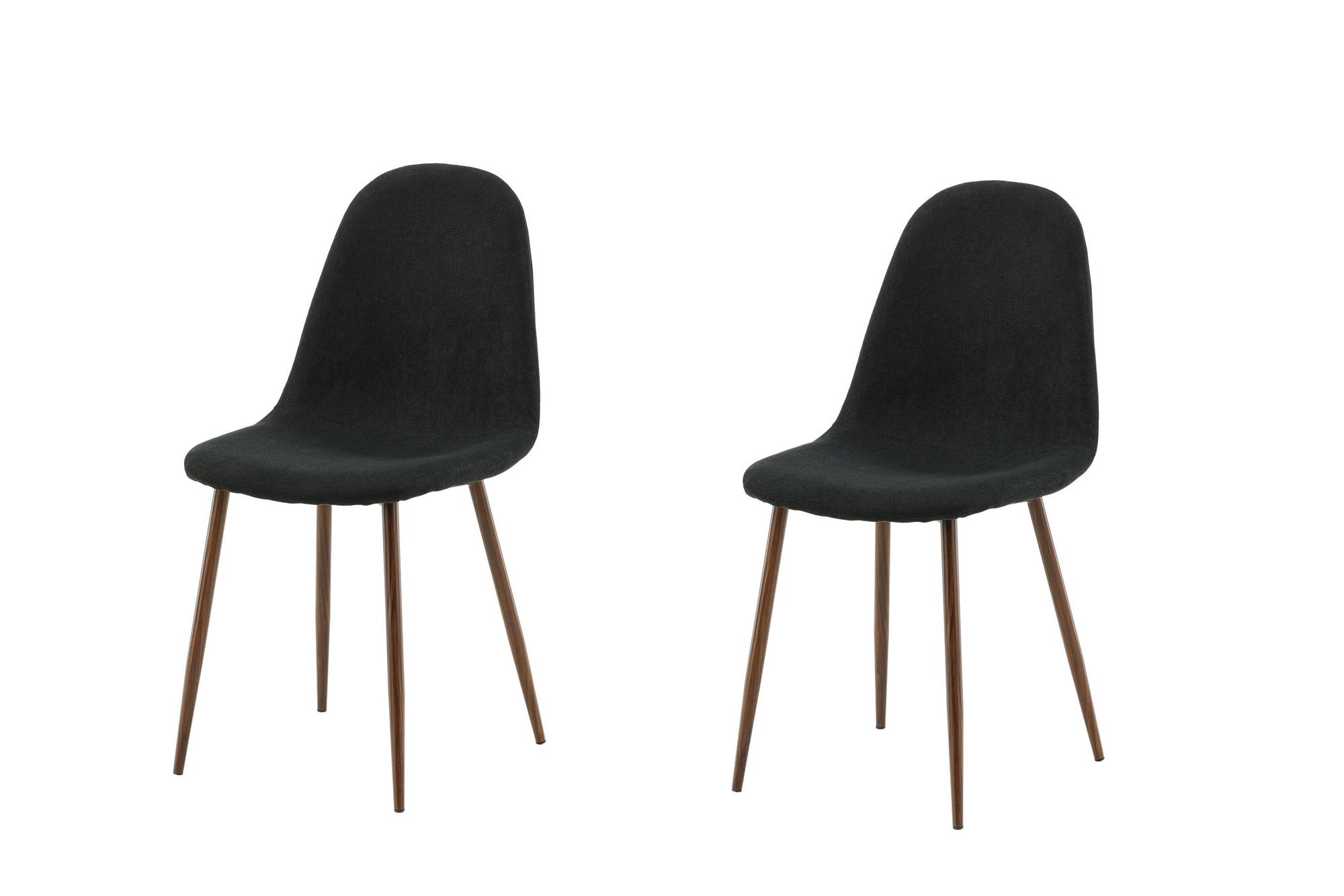 2x Polar Esszimmerstuhl-Set Nussbaumbeine Stoff Schwarz 0