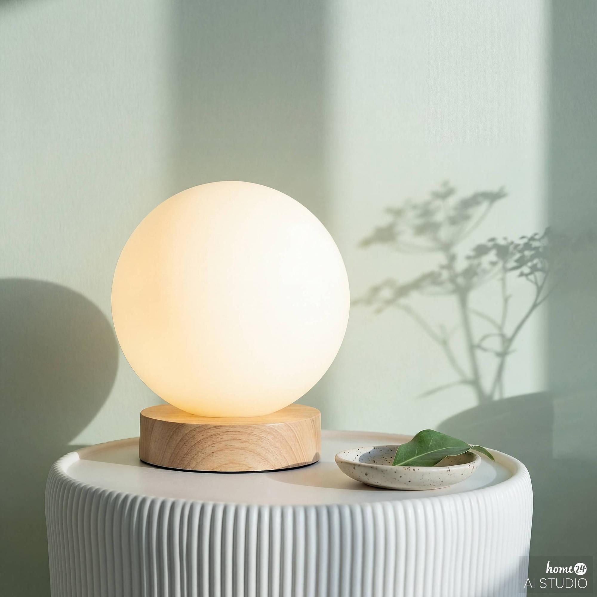 Denki Akku-Tischleuchte Opalglas Pinie Massiv Weiß 4