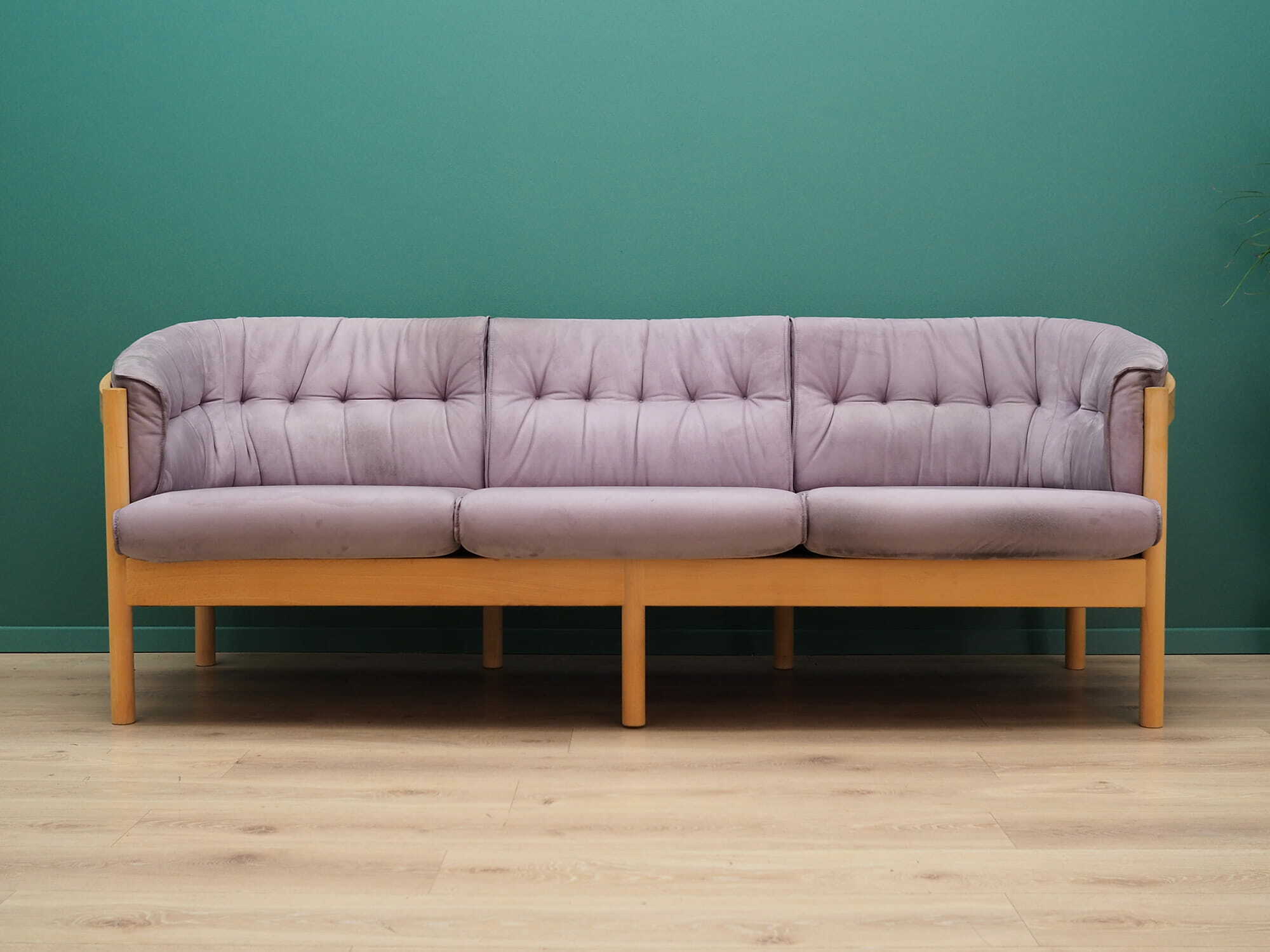 Vintage Sofa Samt Holz Violett 1970er Jahre 1