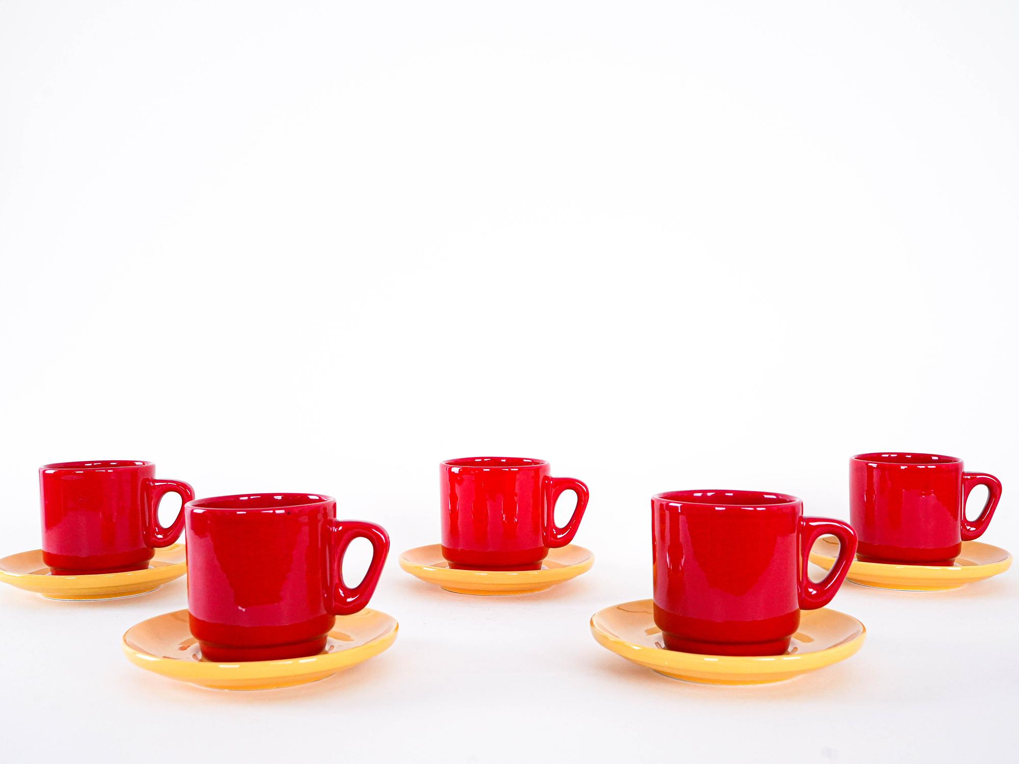 Ceramic Mug Set Red 1980s 7