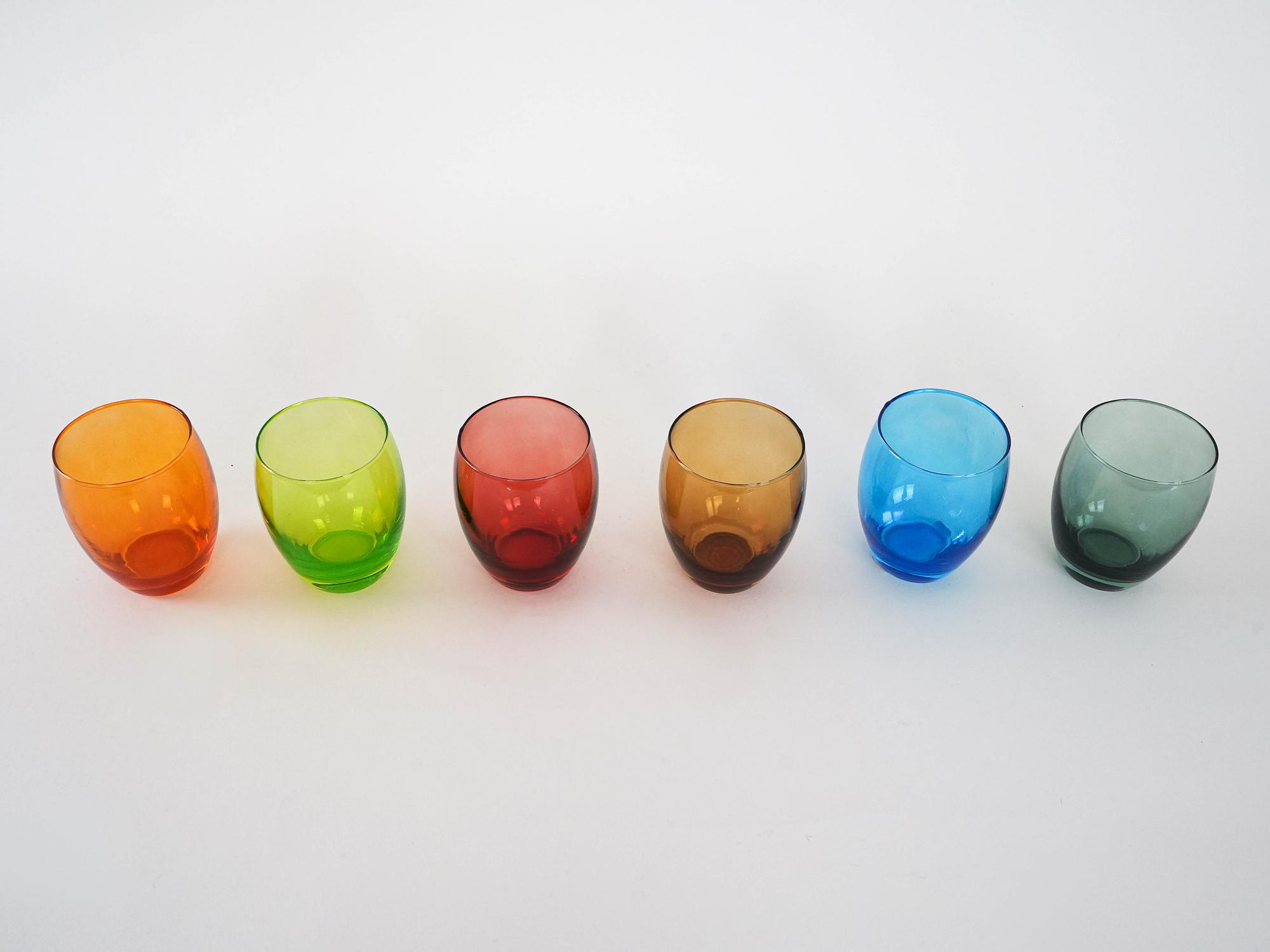 Glass Set Multicolored 1970s 4