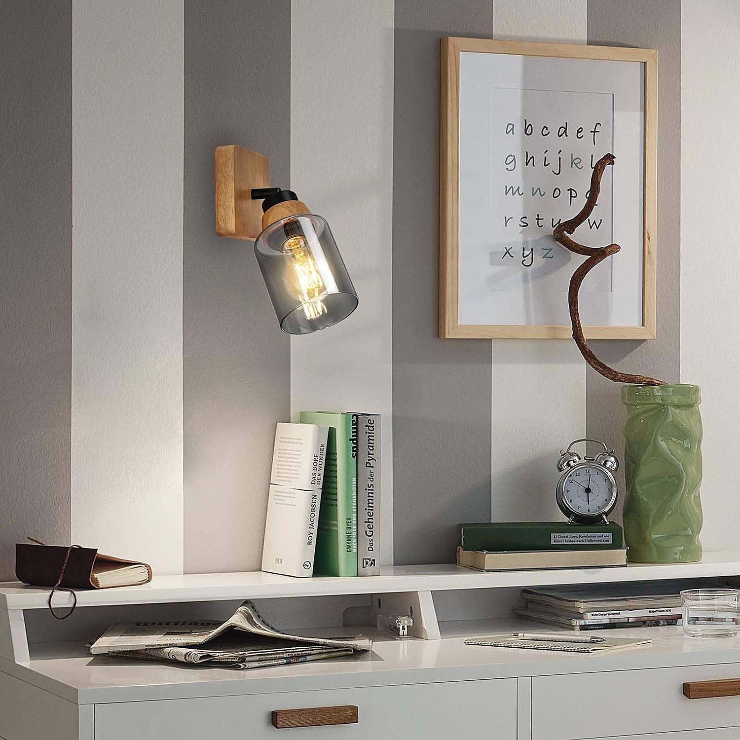 Meidelo Wandleuchte Aluminium Rauchglas Schwarz 1-flammig 3