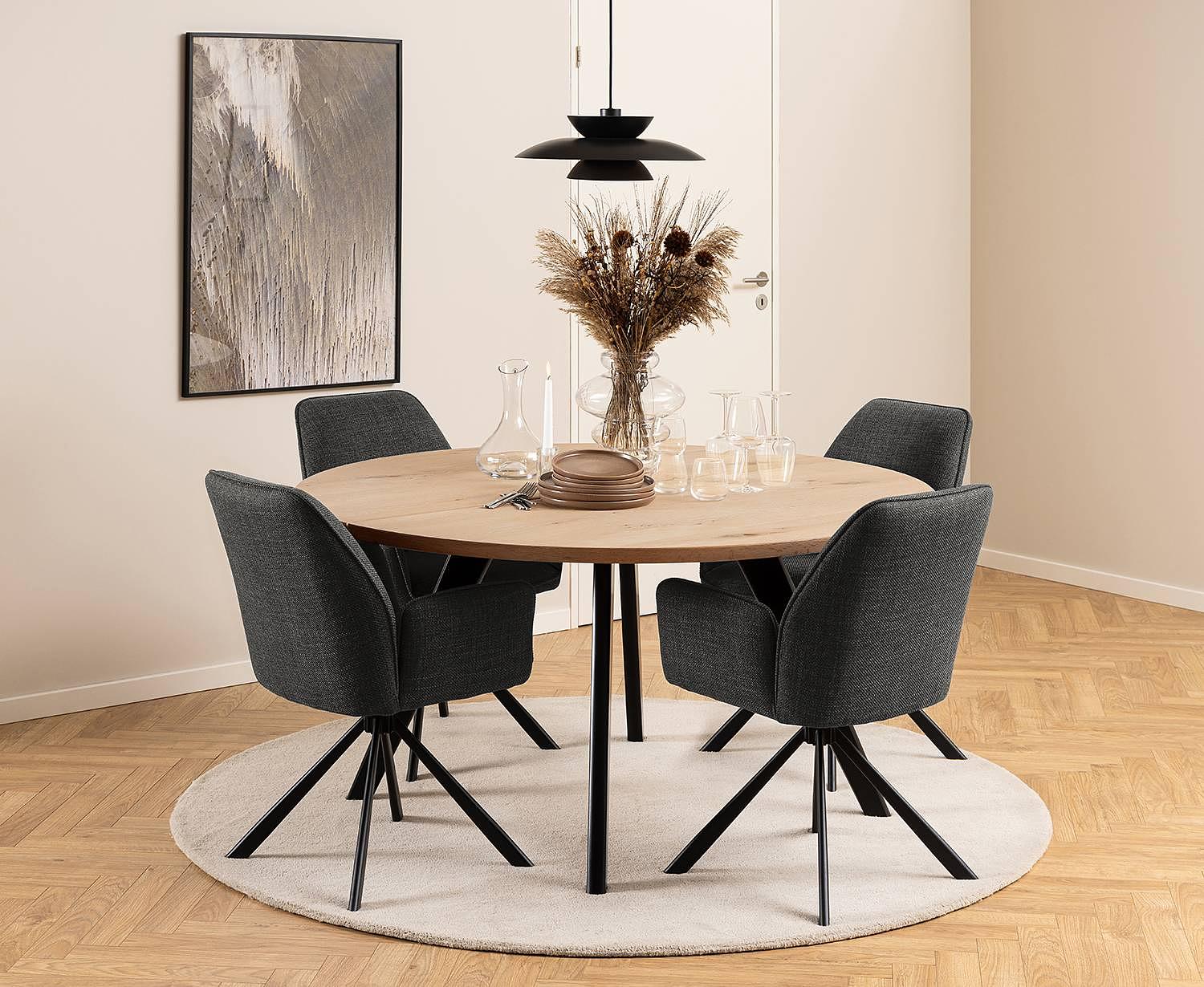 2x Drehbarer Armlehnenstuhl SUNDET Strukturstoff Badia 2