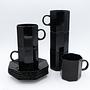 6x Octime Coffee Cup with Saucer Black 1980s 0