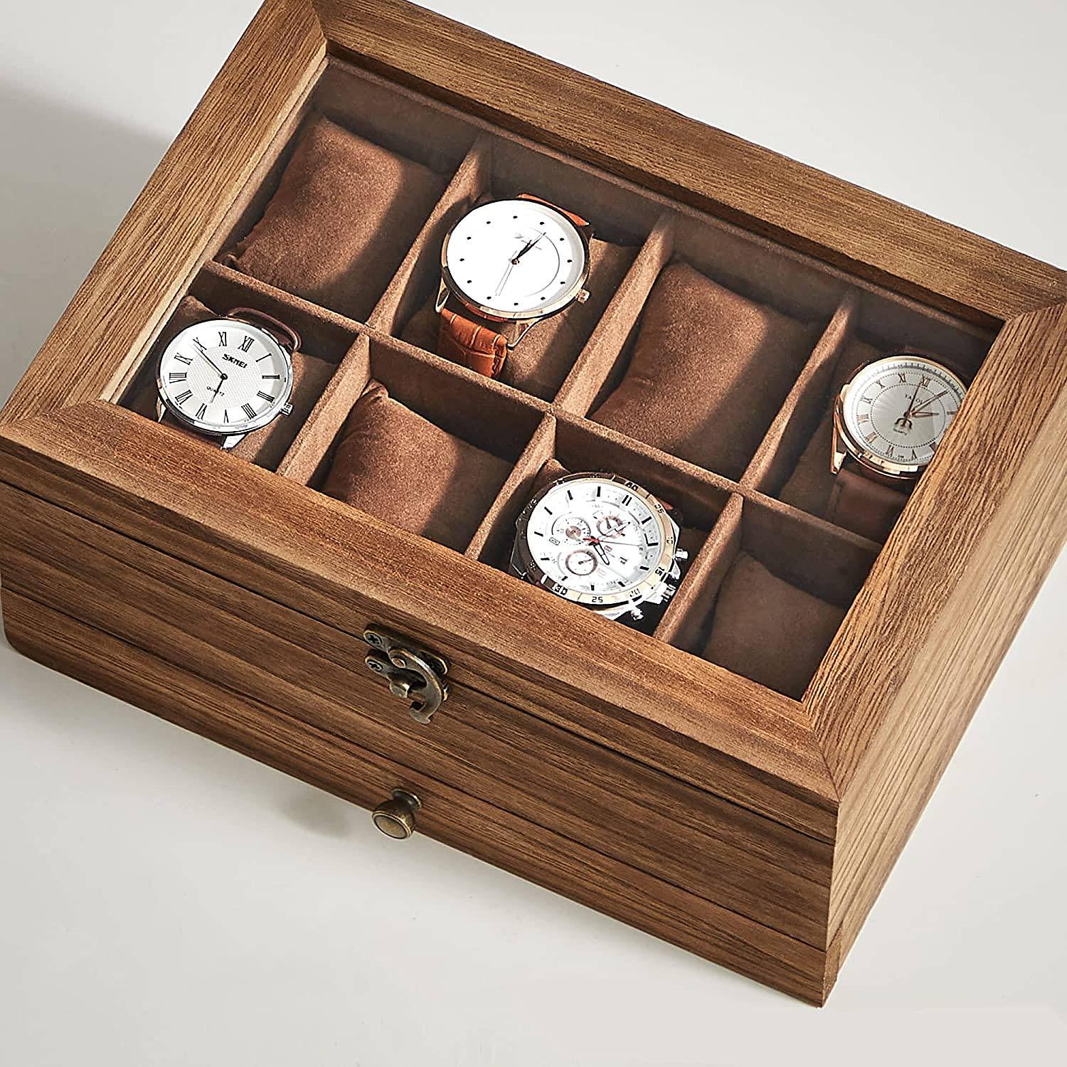 Watch Box Tosside Paulownia Velvet Brown 3