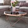 Runder Couchtisch Metall Glas Schwarz Kupfer 1