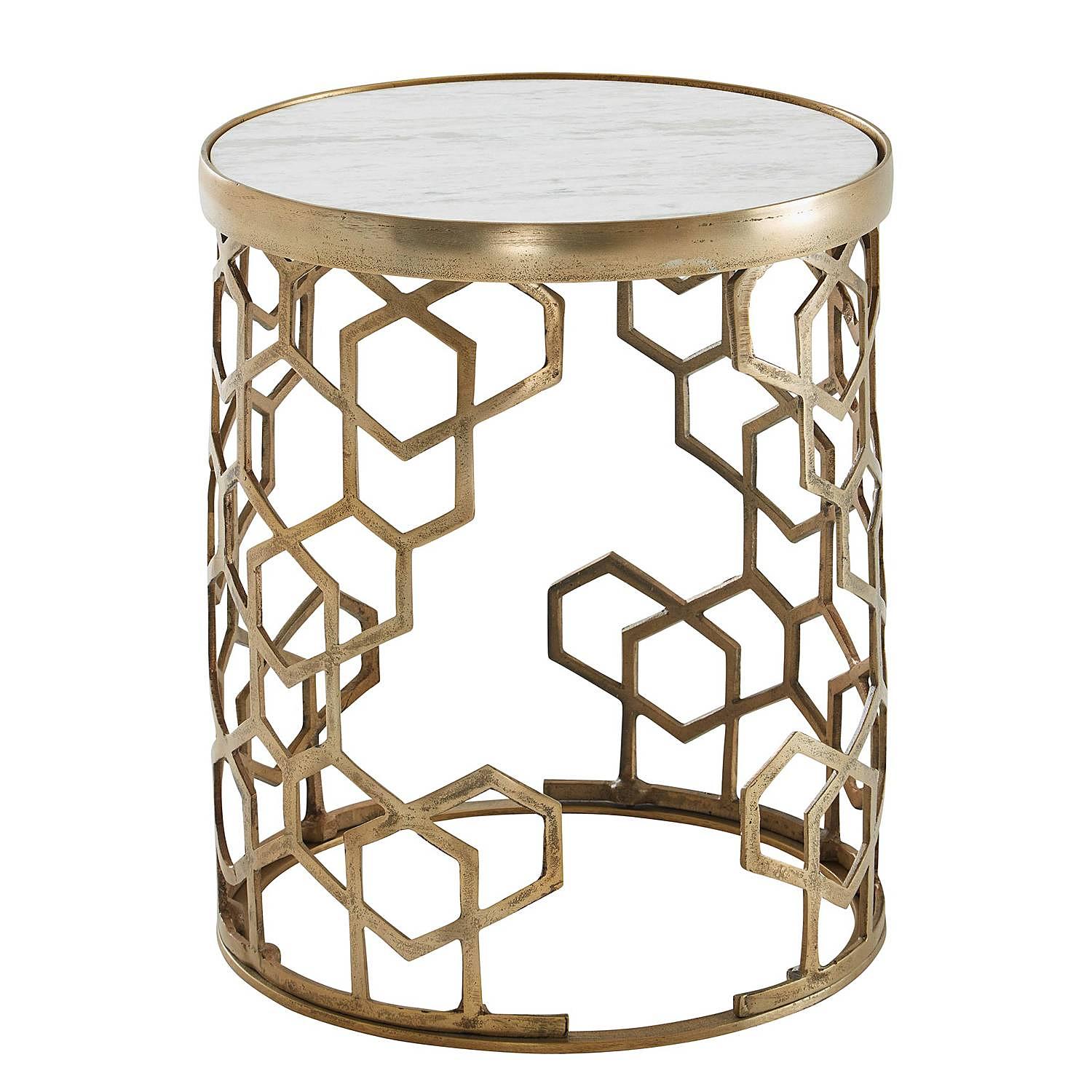 Side table Titara Marble Metal White Gold 1