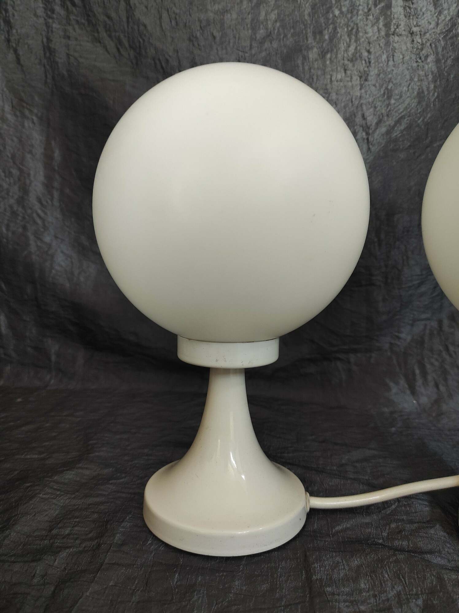 2x Vintage Tischlampe Kunststoff Weiß 1970er Jahre   1